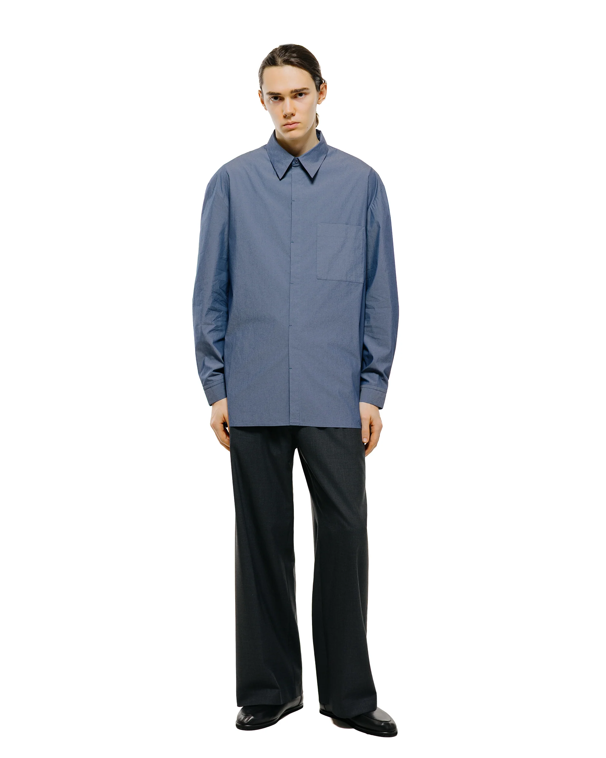 Amomento Square Pocket Oversized Shirt Indigo - Image 4