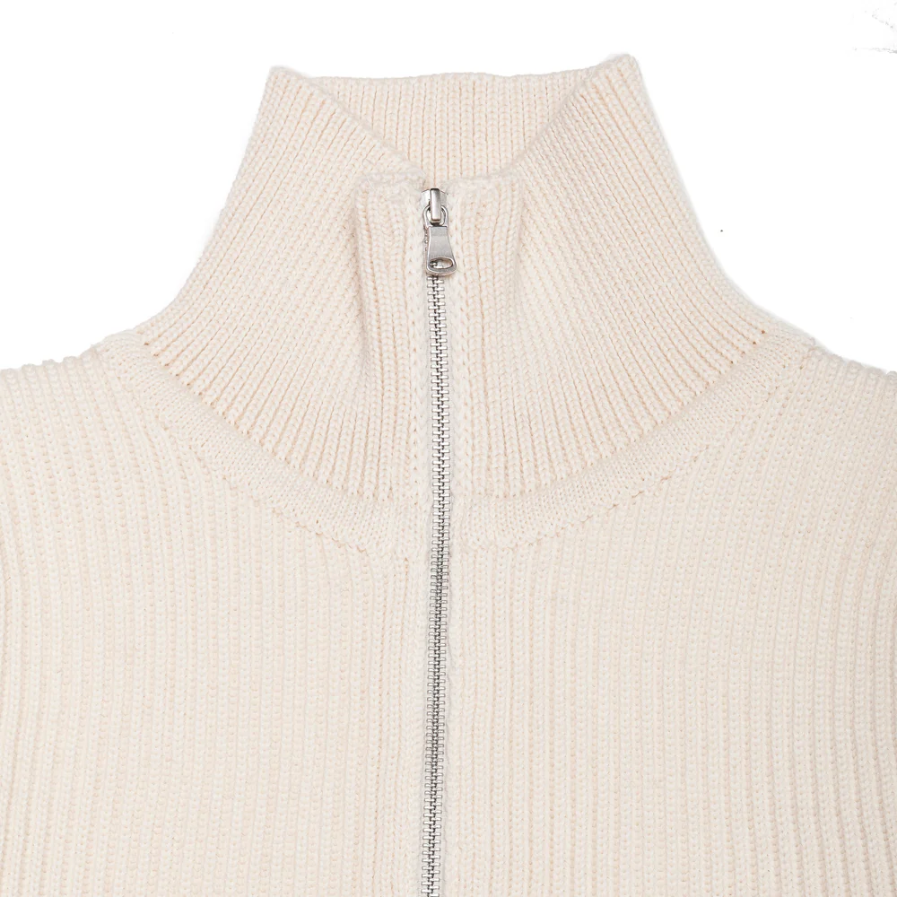 Andersen-Andersen Navy Full-Zip with Pockets Off-White - Image 3