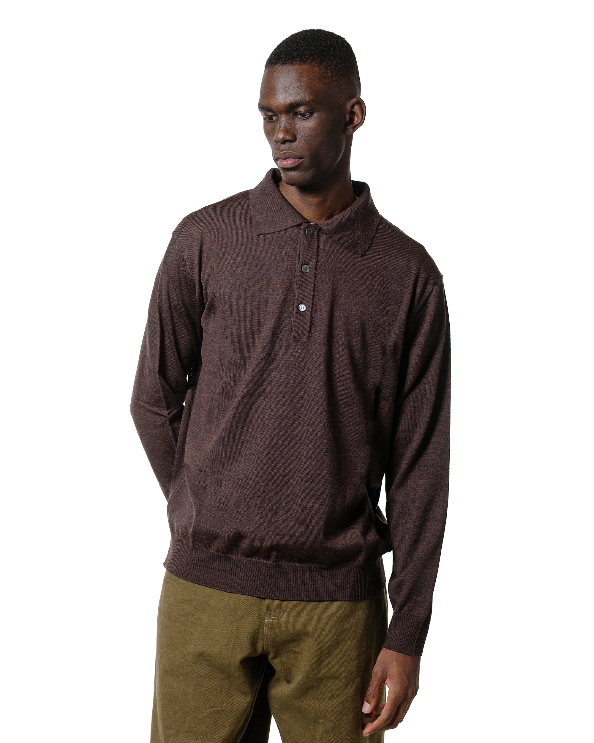 Another Aspect Another Polo Shirt 2.0 Brown Melange - Image 2