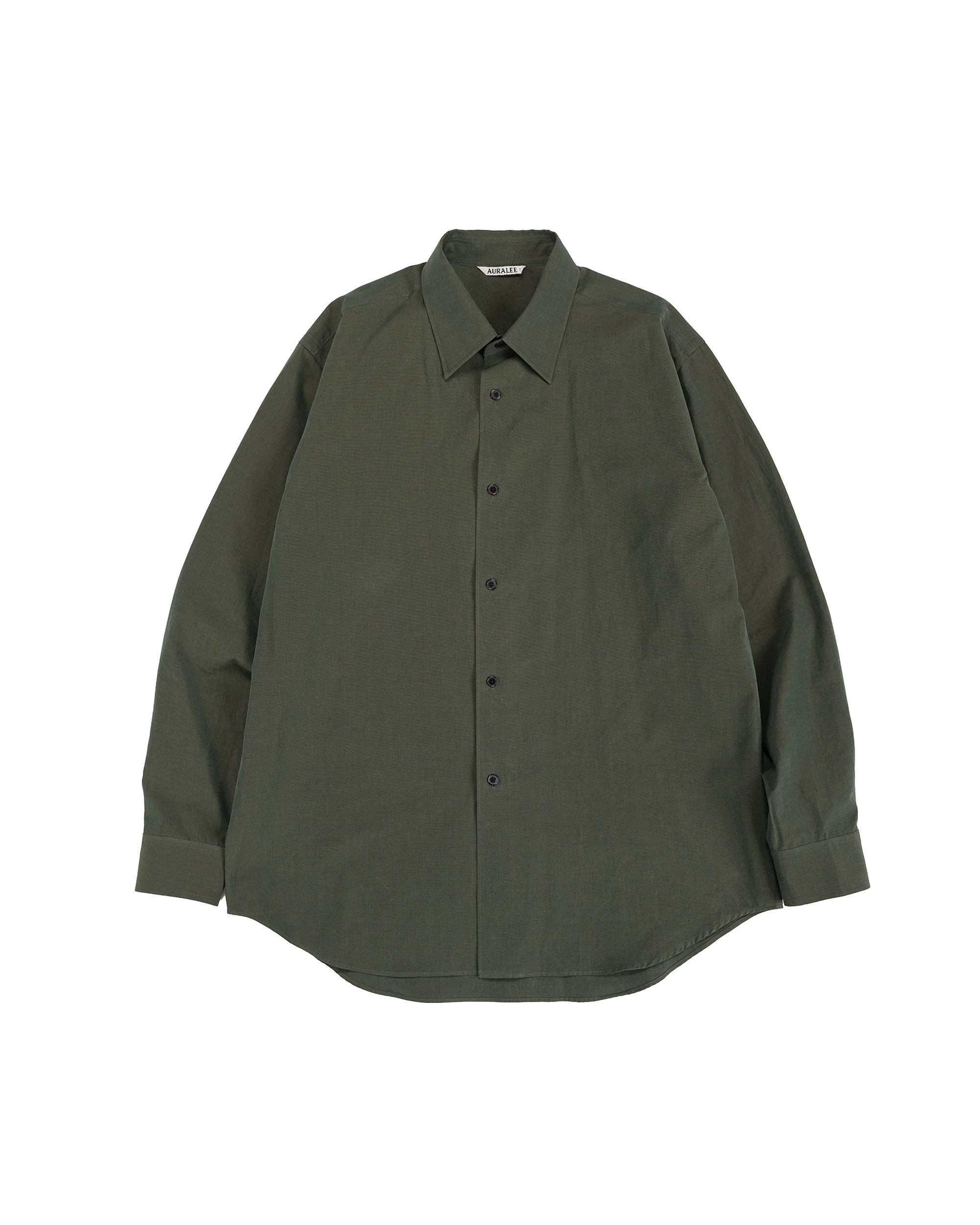 Auralee Washed Finx Weather Chambray Shirt Dark Olive