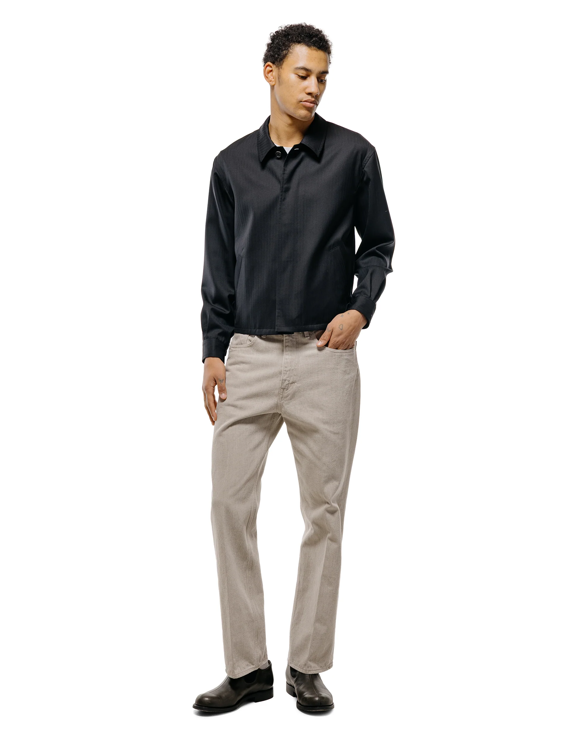 Auralee Wool Herringbone Blouson Black - Image 5