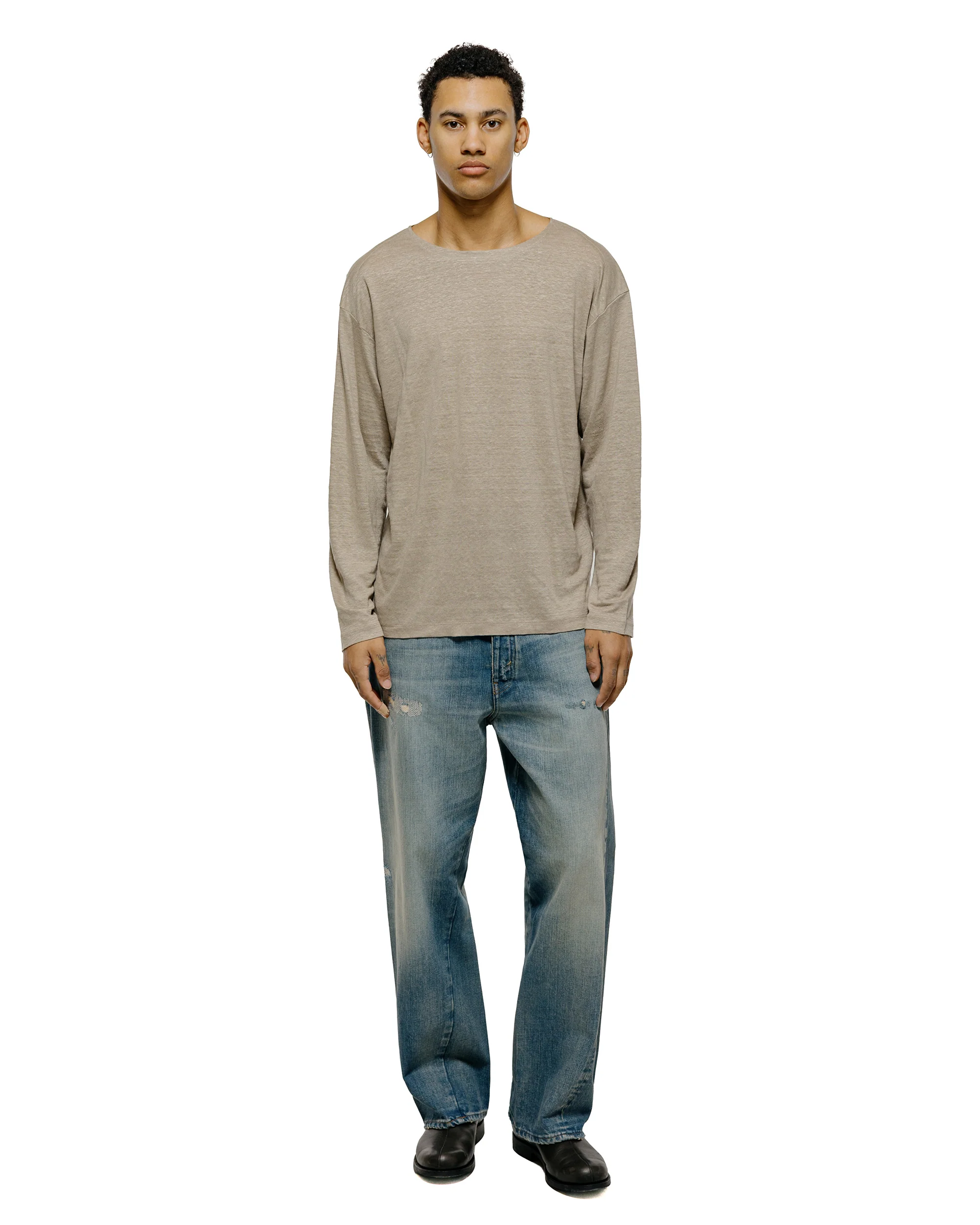 Batoner Normandy Linen Basque Shirt Taupe - Image 4