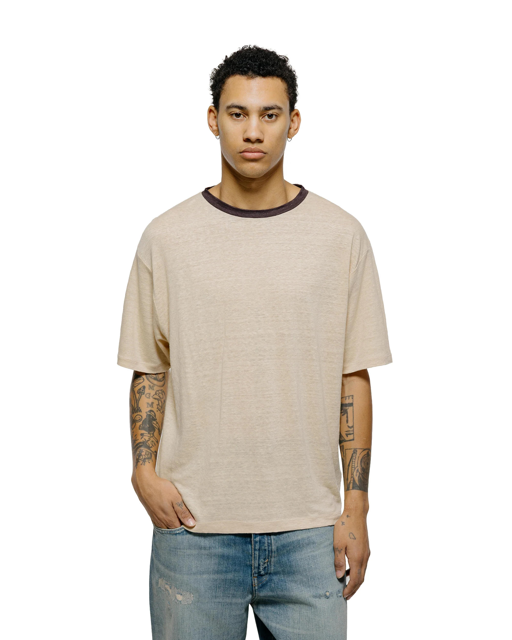 Batoner Normandy Linen T-Shirt Beige/Brown - Image 2
