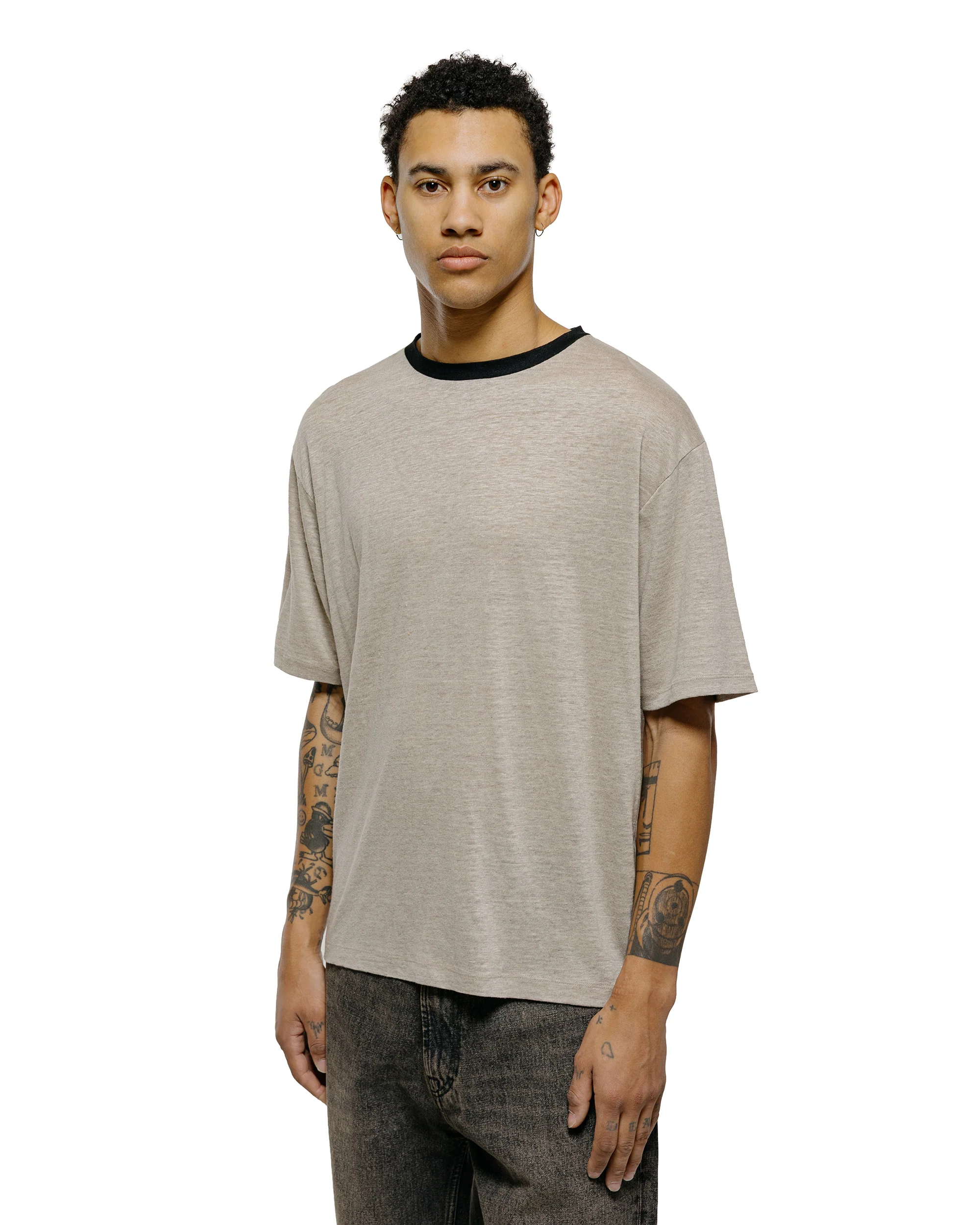 Batoner Normandy Linen T-Shirt Natural/Black - Image 2