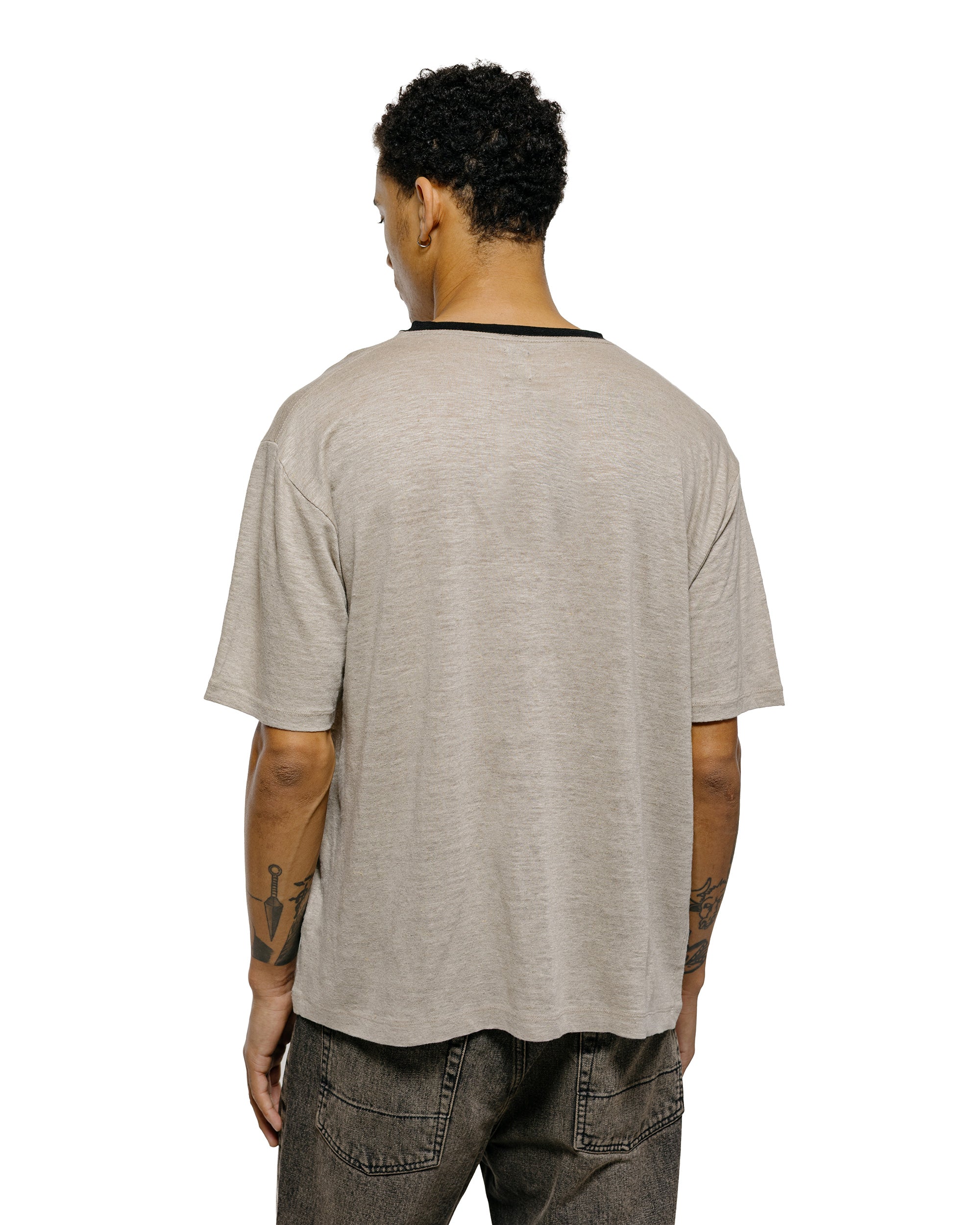 Batoner Normandy Linen T-Shirt Natural/Black - Image 3
