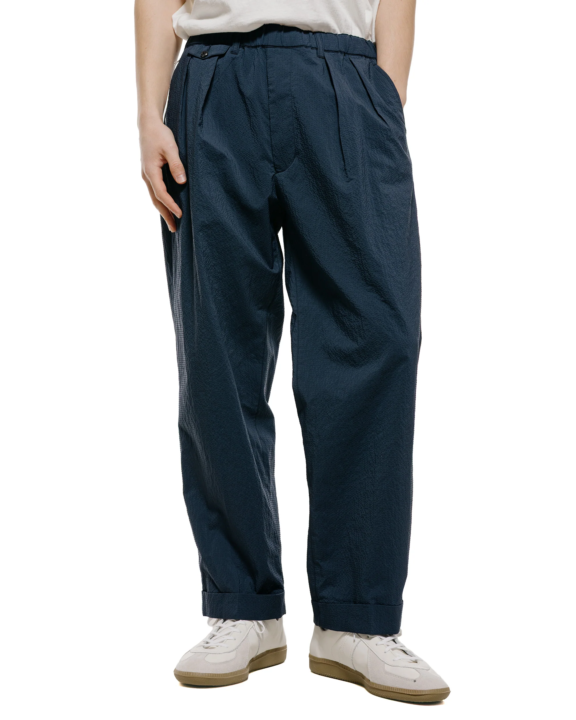 Beams Plus 2Pleats Anywhere(wear) Seersucker Navy - Image 2
