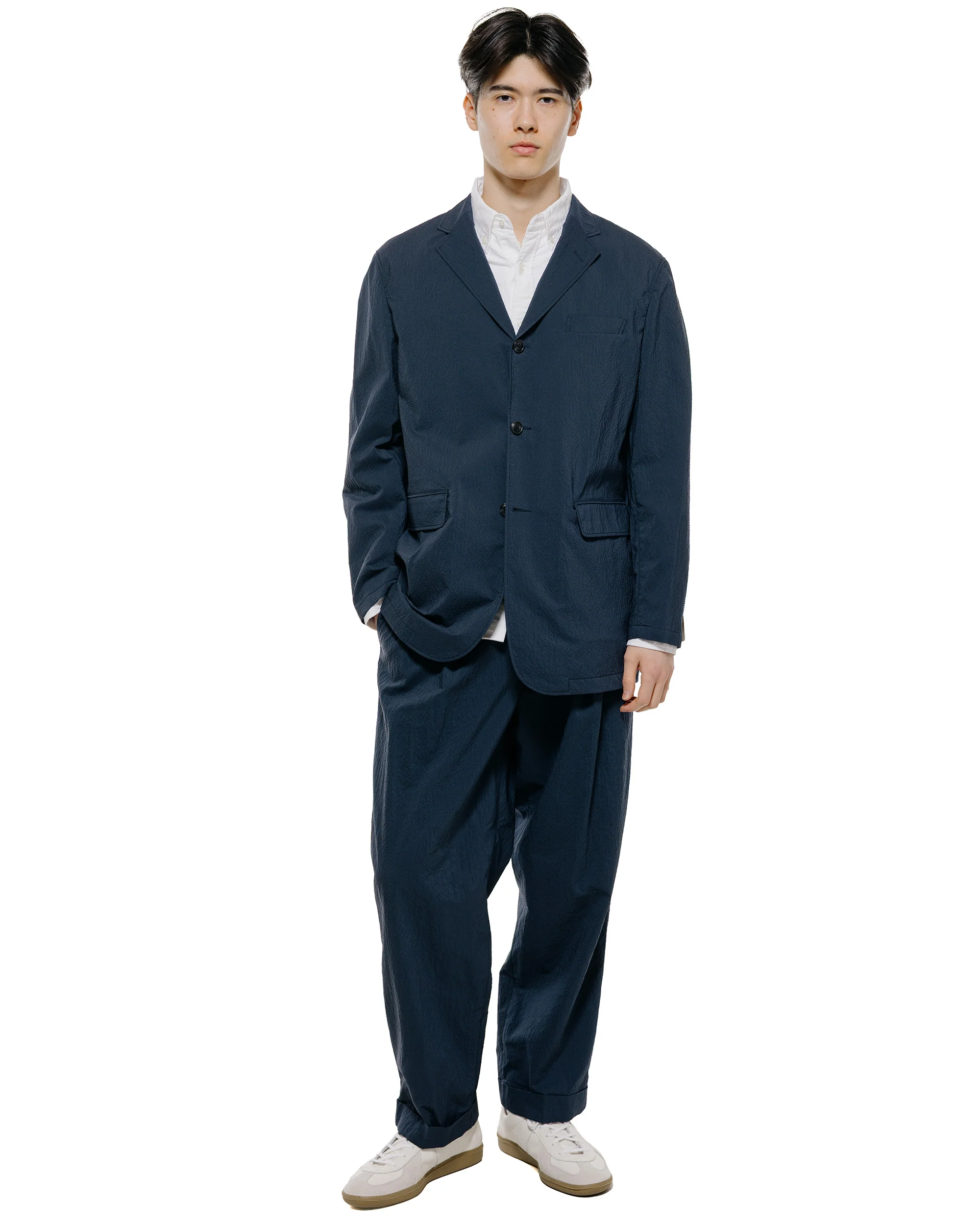 Beams Plus 2Pleats Anywhere(wear) Seersucker Navy - Image 4