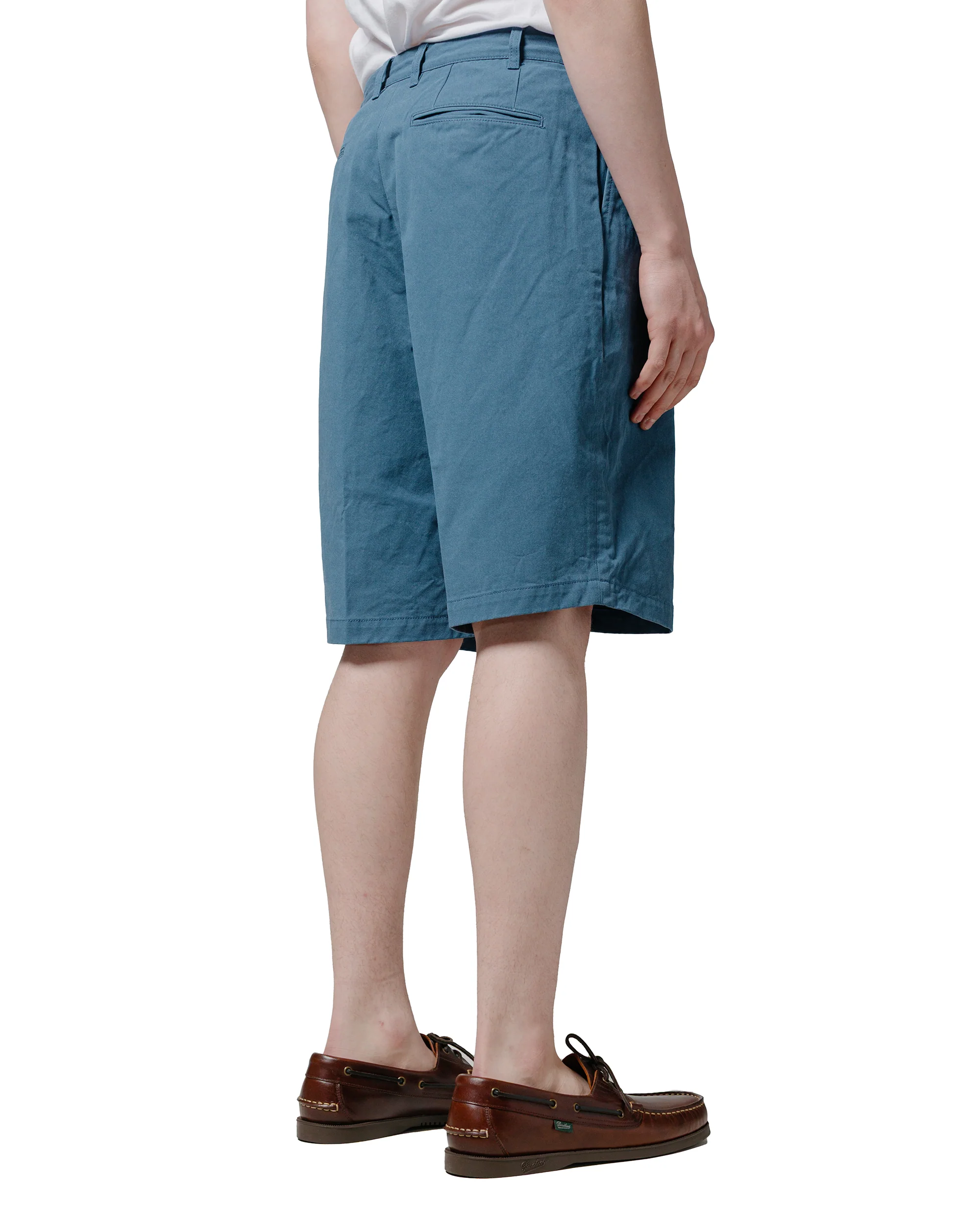 Beams Plus 2Pleats Shorts Twill Bio Washed Sax - Image 3
