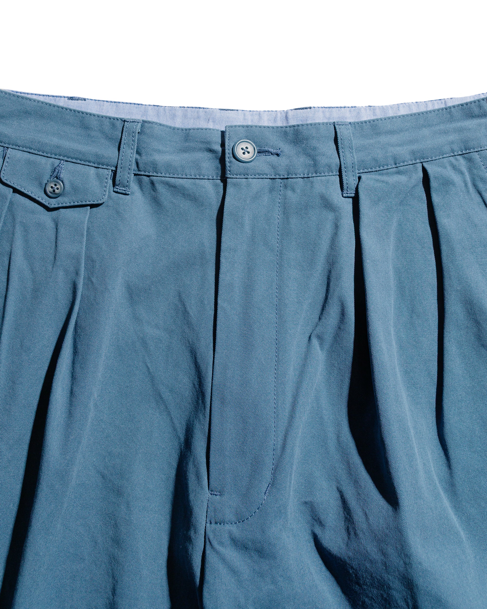 Beams Plus 2Pleats Shorts Twill Bio Washed Sax - Image 5