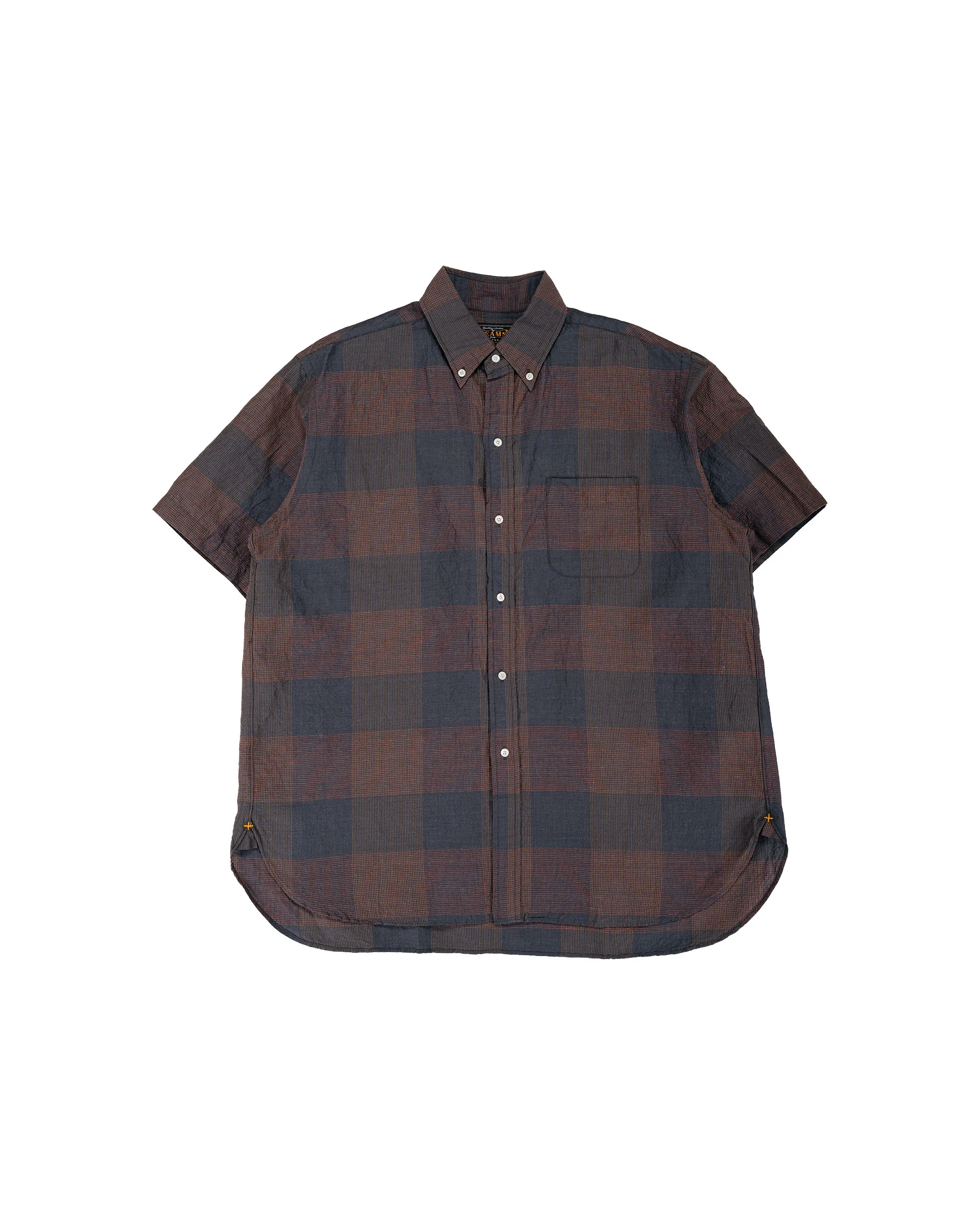 Beams Plus B.D. Classic Fit Cotton Linen Cord Check Navy/Pink