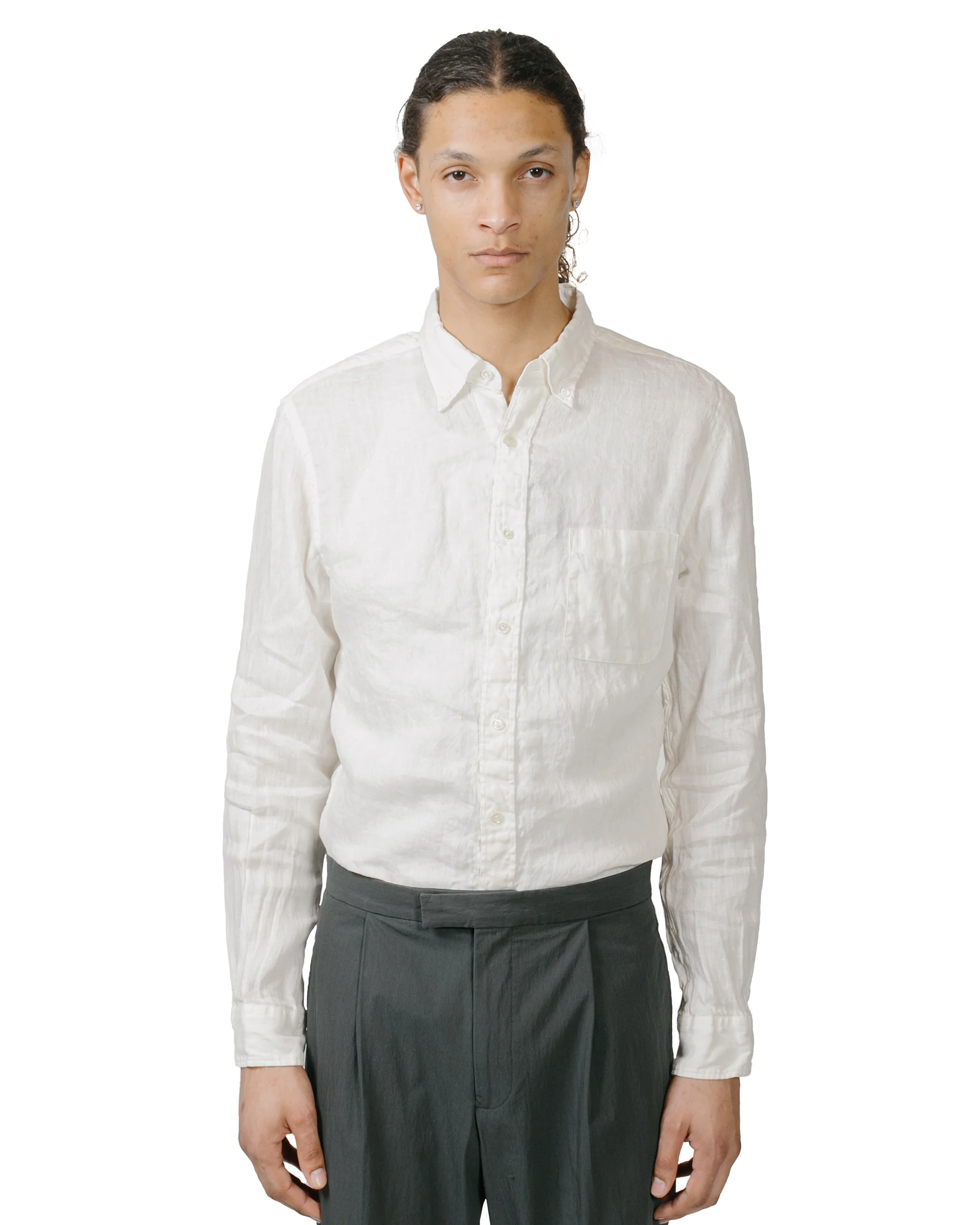 Beams Plus B.D. Linen Oxford White - Image 2