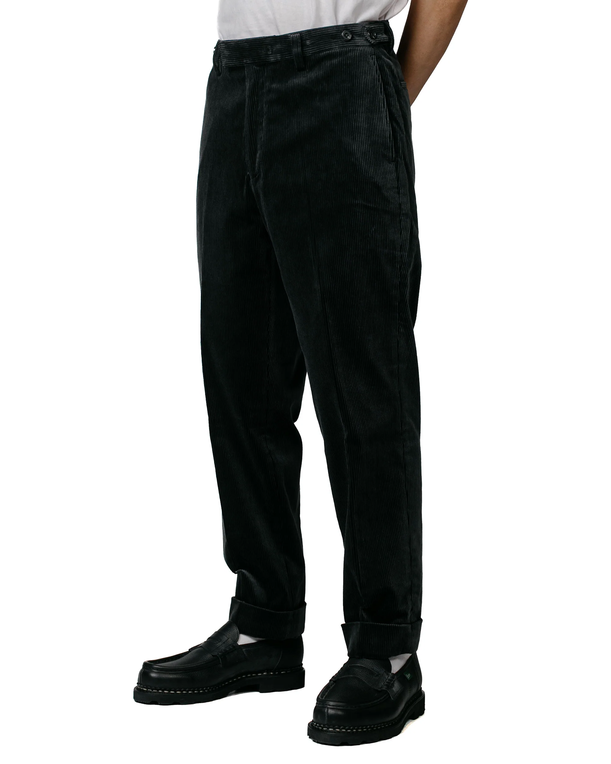 Beams Plus Ivy Trousers Ankle-Cut Corduroy Charcoal Grey - Image 2