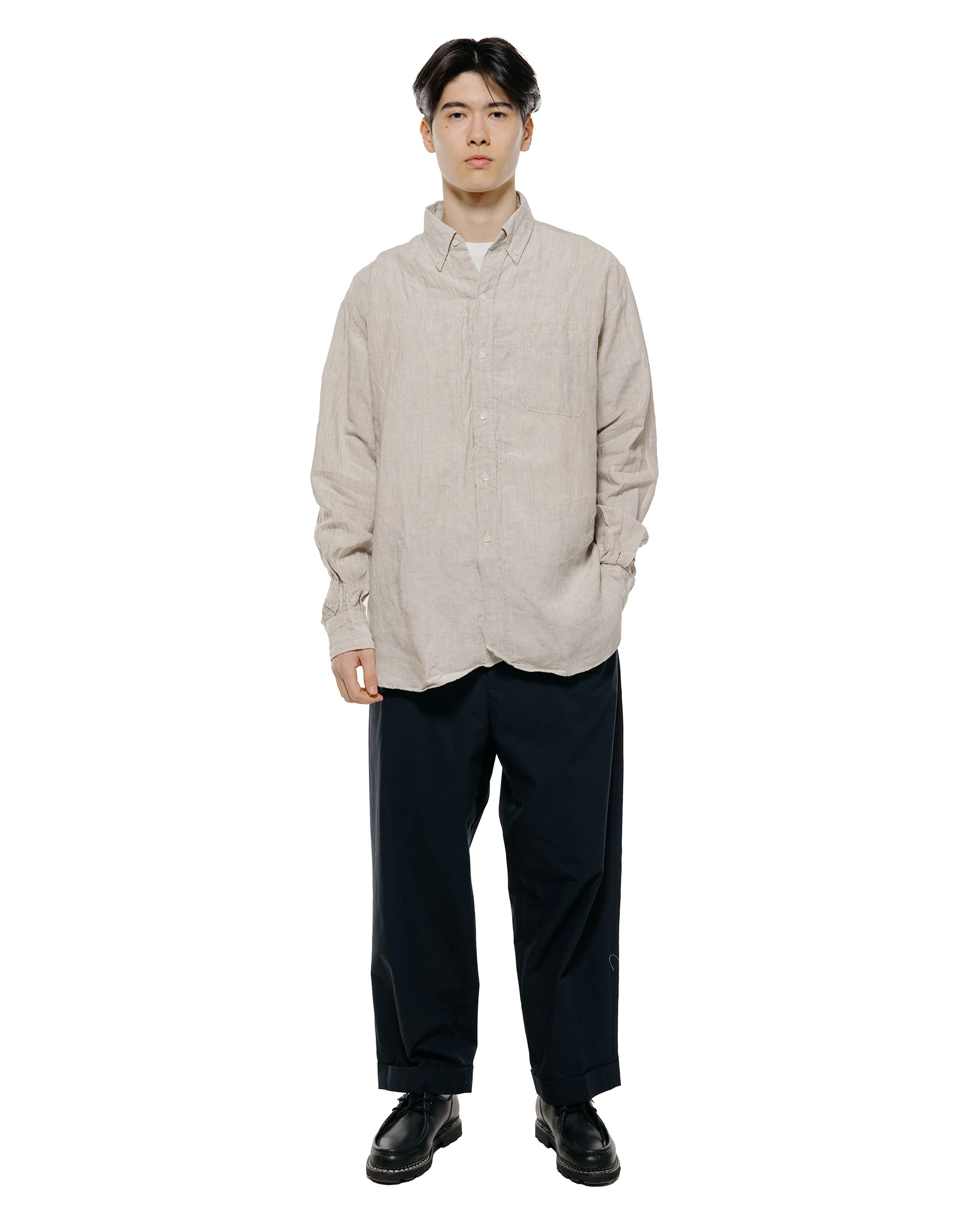 Beams Plus IVY Trousers Wide High Density Cotton Navy - Image 4