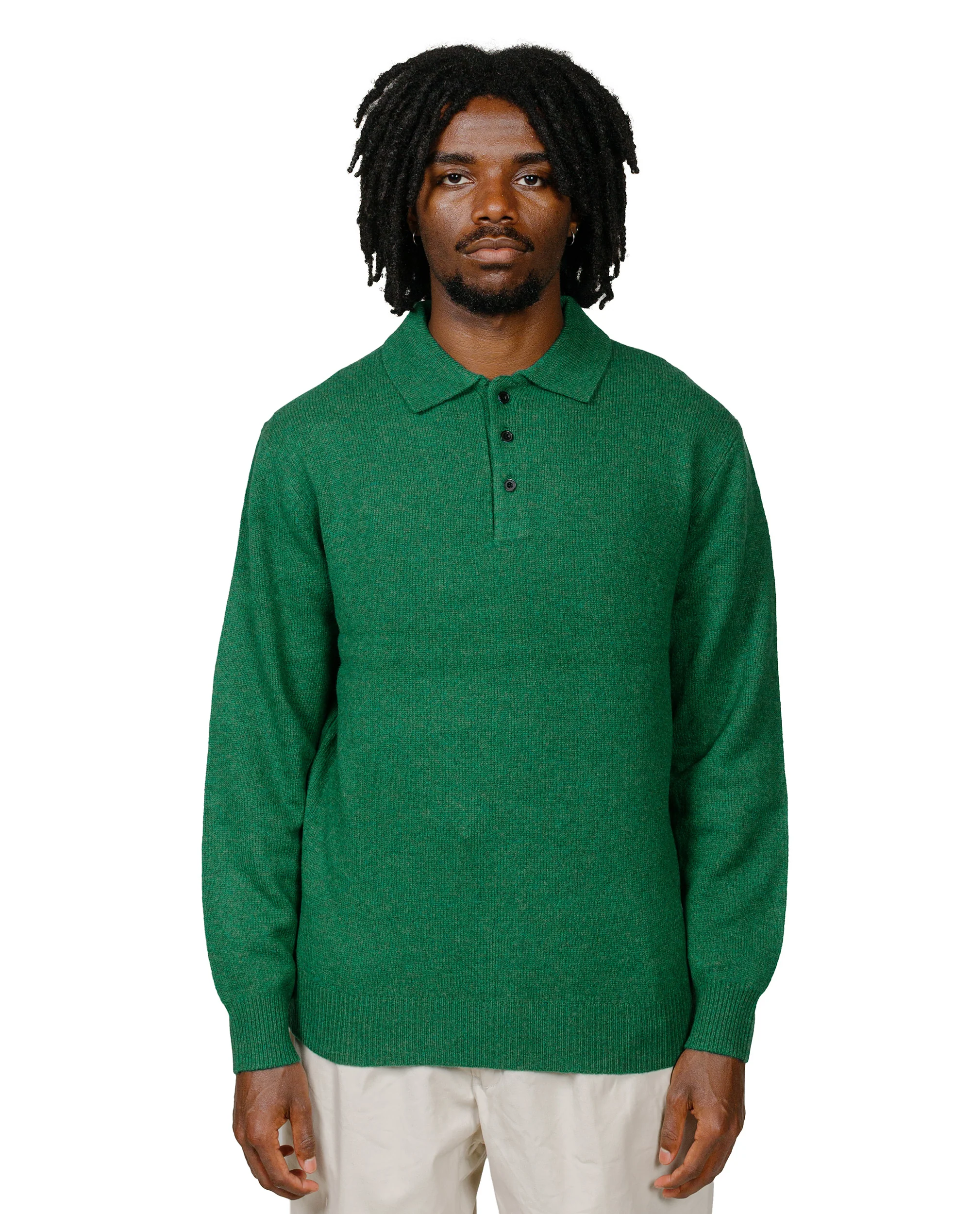 Beams Plus Knit Polo 9G Bright Green - Image 2