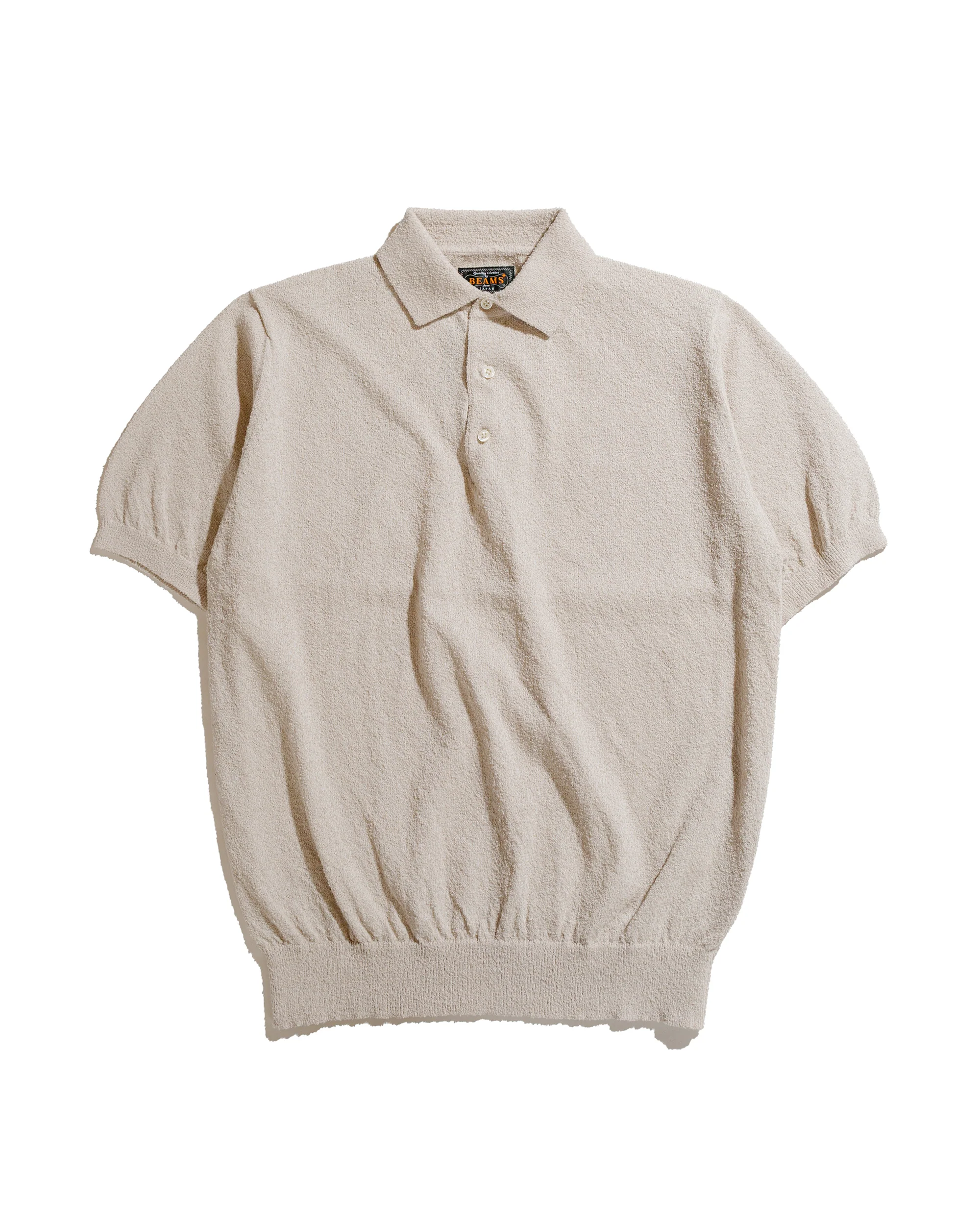 Beams Plus Knit Polo Boucle Beige