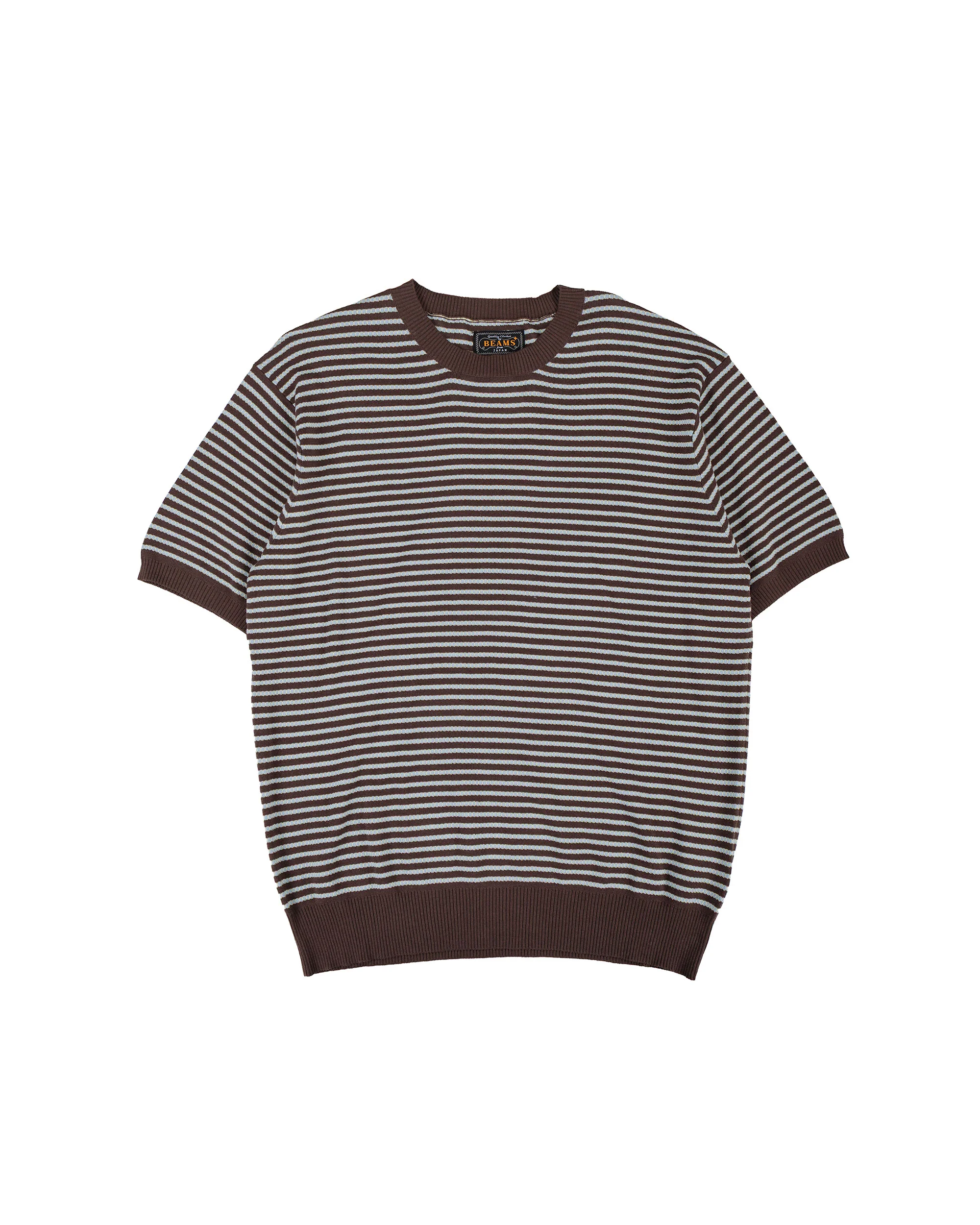 Beams Plus Knit Tee Dot Pattern Jacquard Brown
