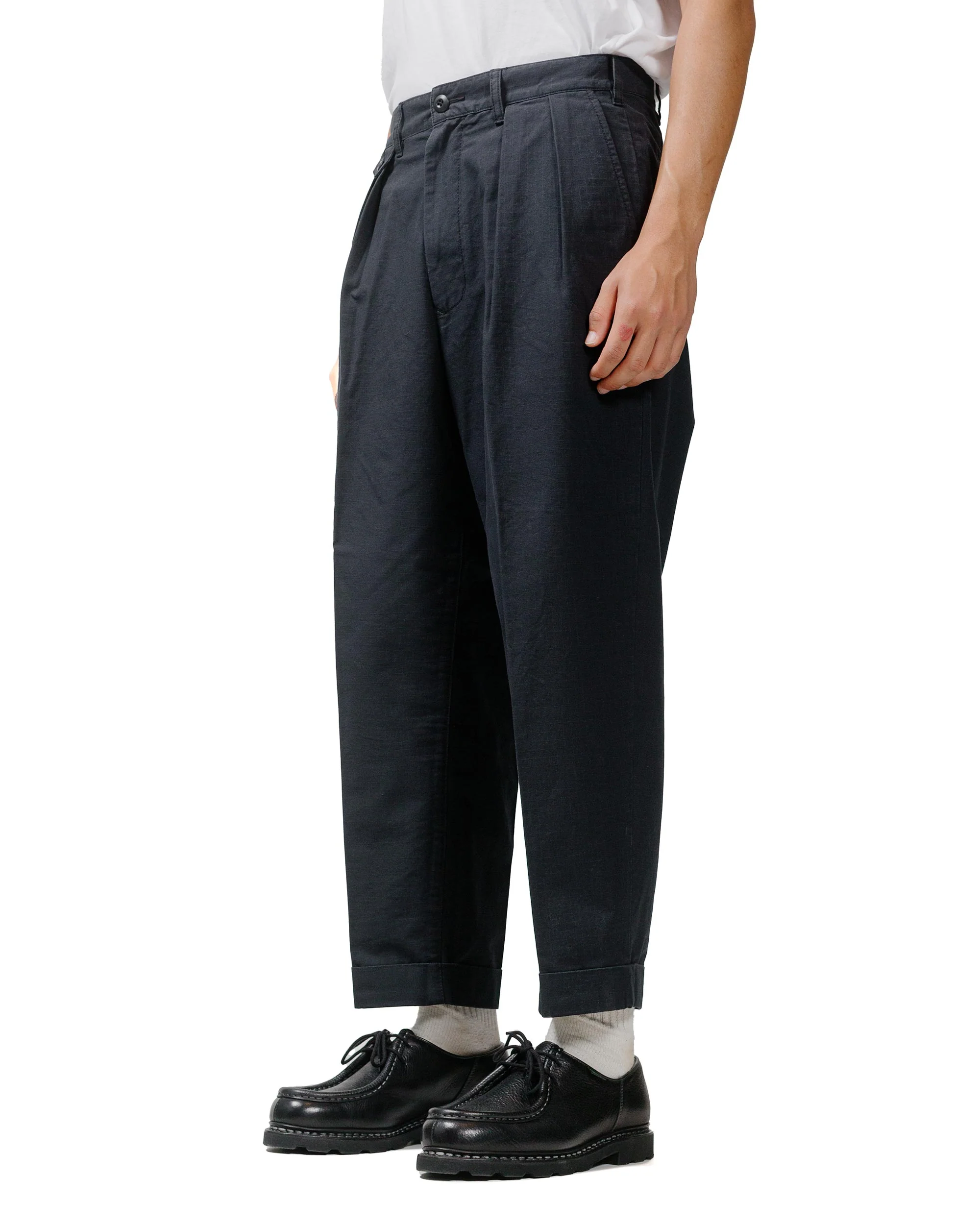 Beams Plus Lost & Found 2Pleats Cotton Ripstop Black - Image 2