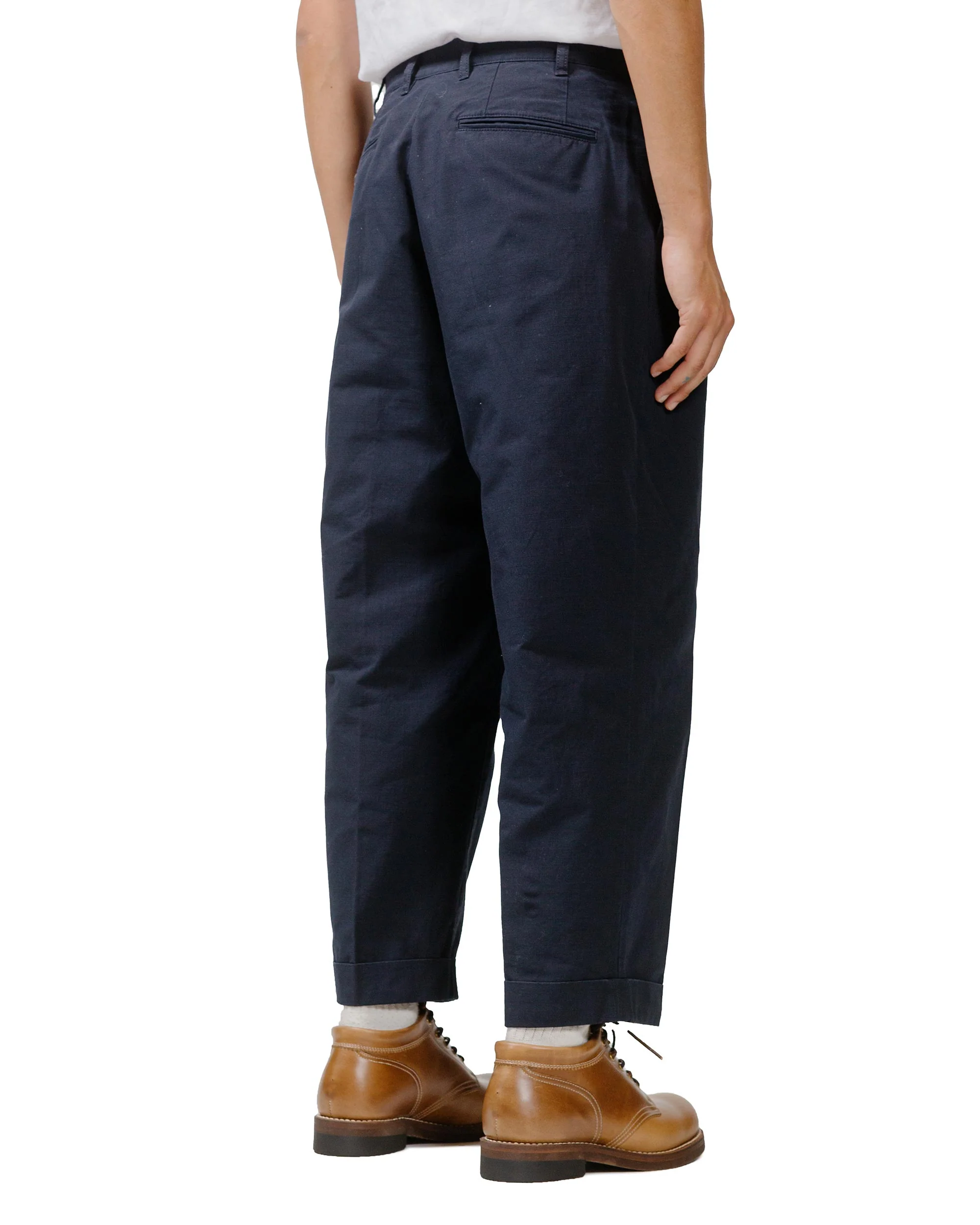 Beams Plus Lost & Found 2Pleats Cotton Ripstop Navy - Image 3