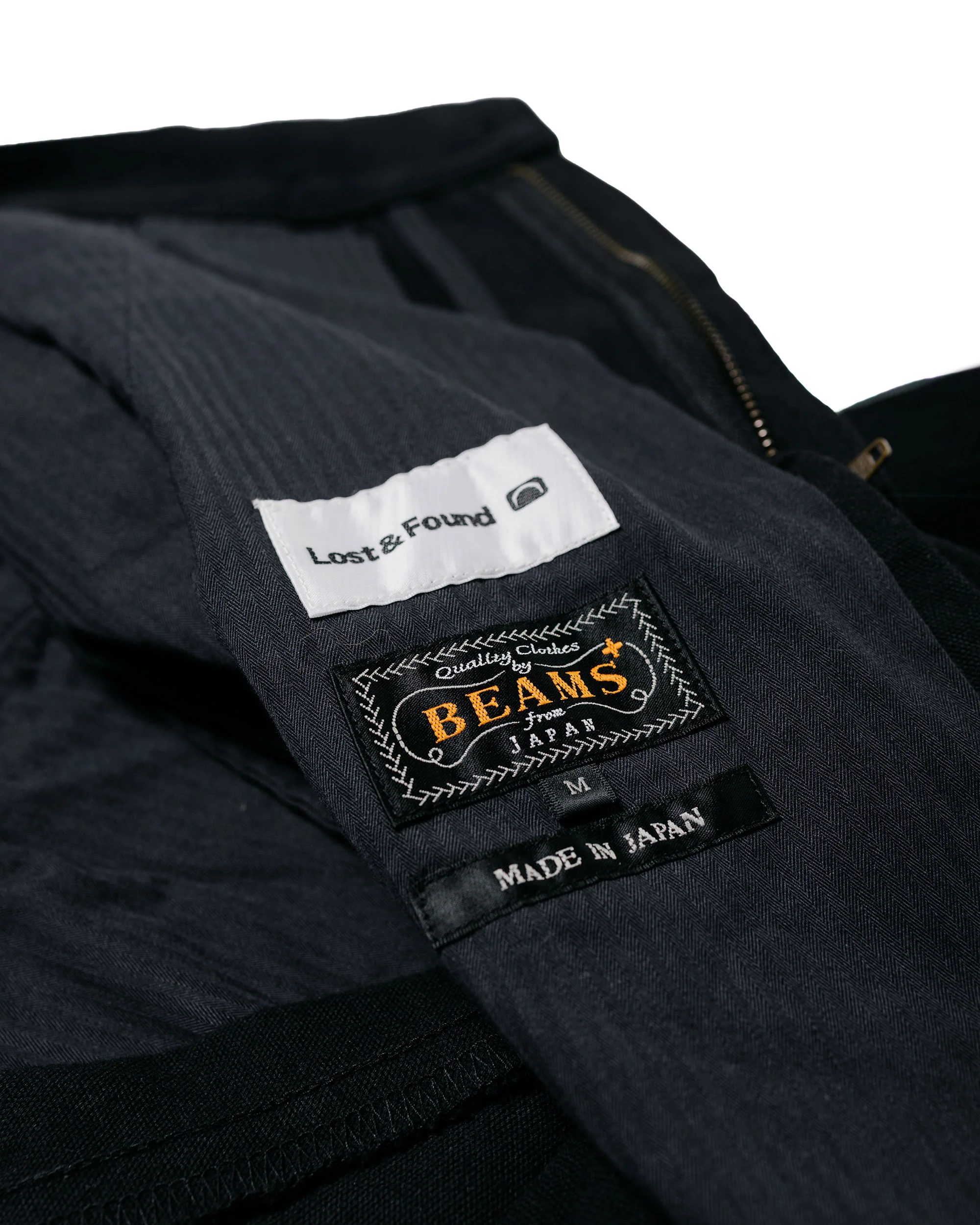 Beams Plus Lost & Found 2Pleats Trousers Cotton Linen Black - Image 6