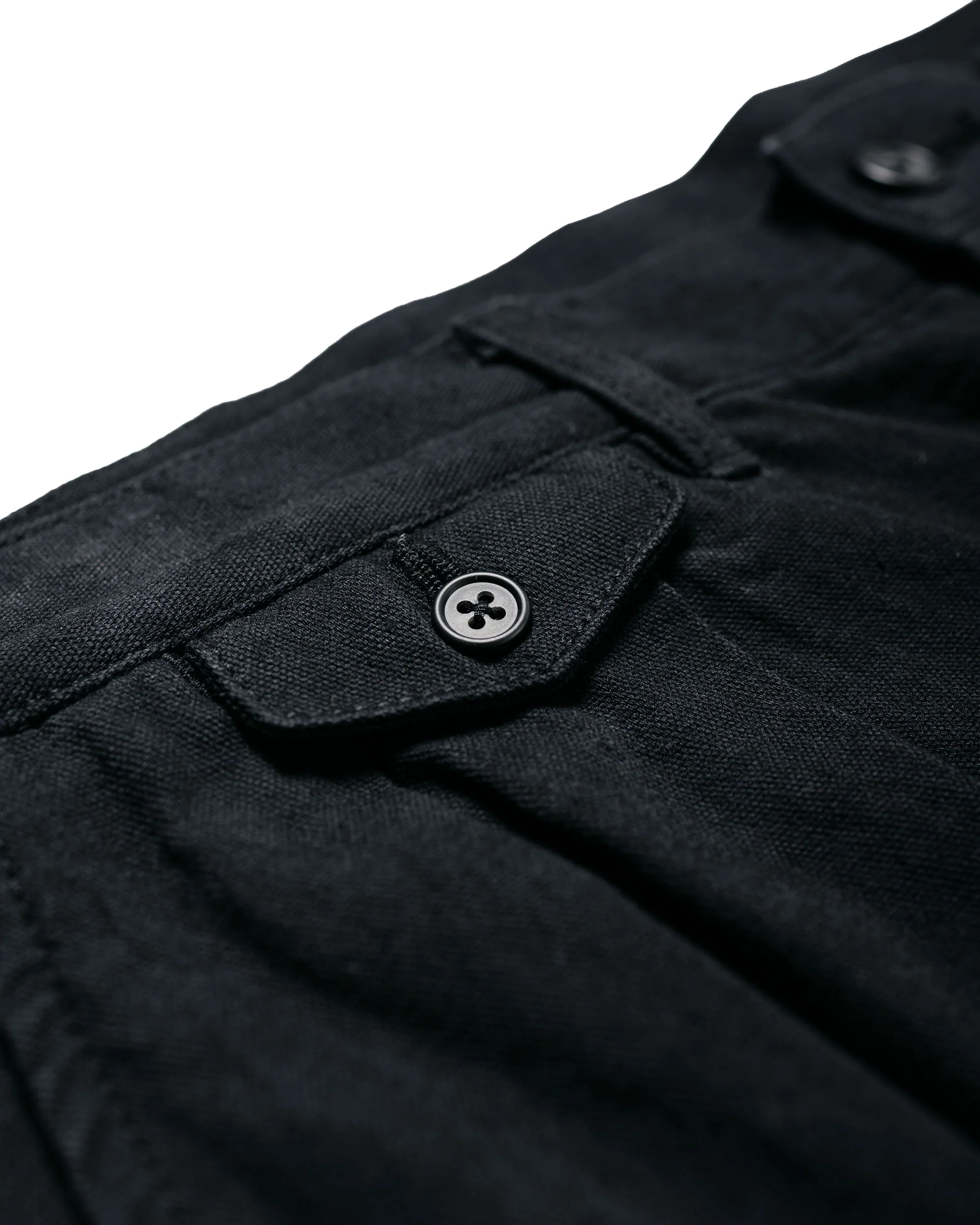 Beams Plus Lost & Found 2Pleats Trousers Cotton Linen Black - Image 7