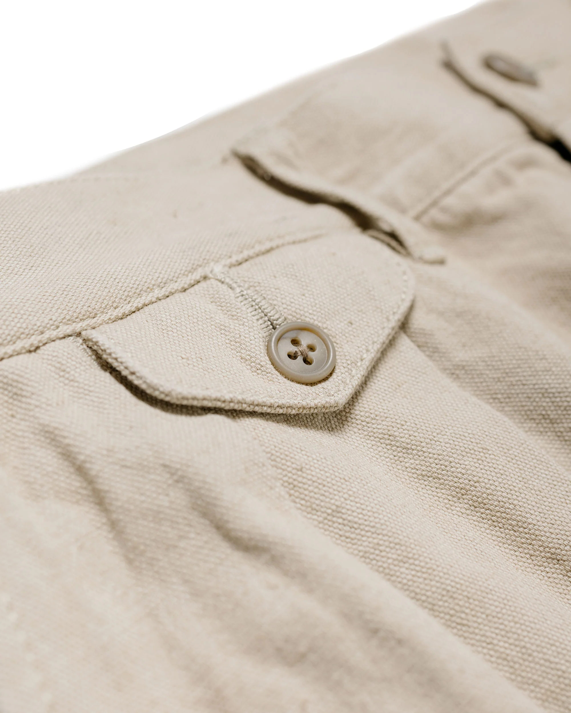 Beams Plus Lost & Found 2Pleats Trousers Cotton Linen Khaki - Image 6