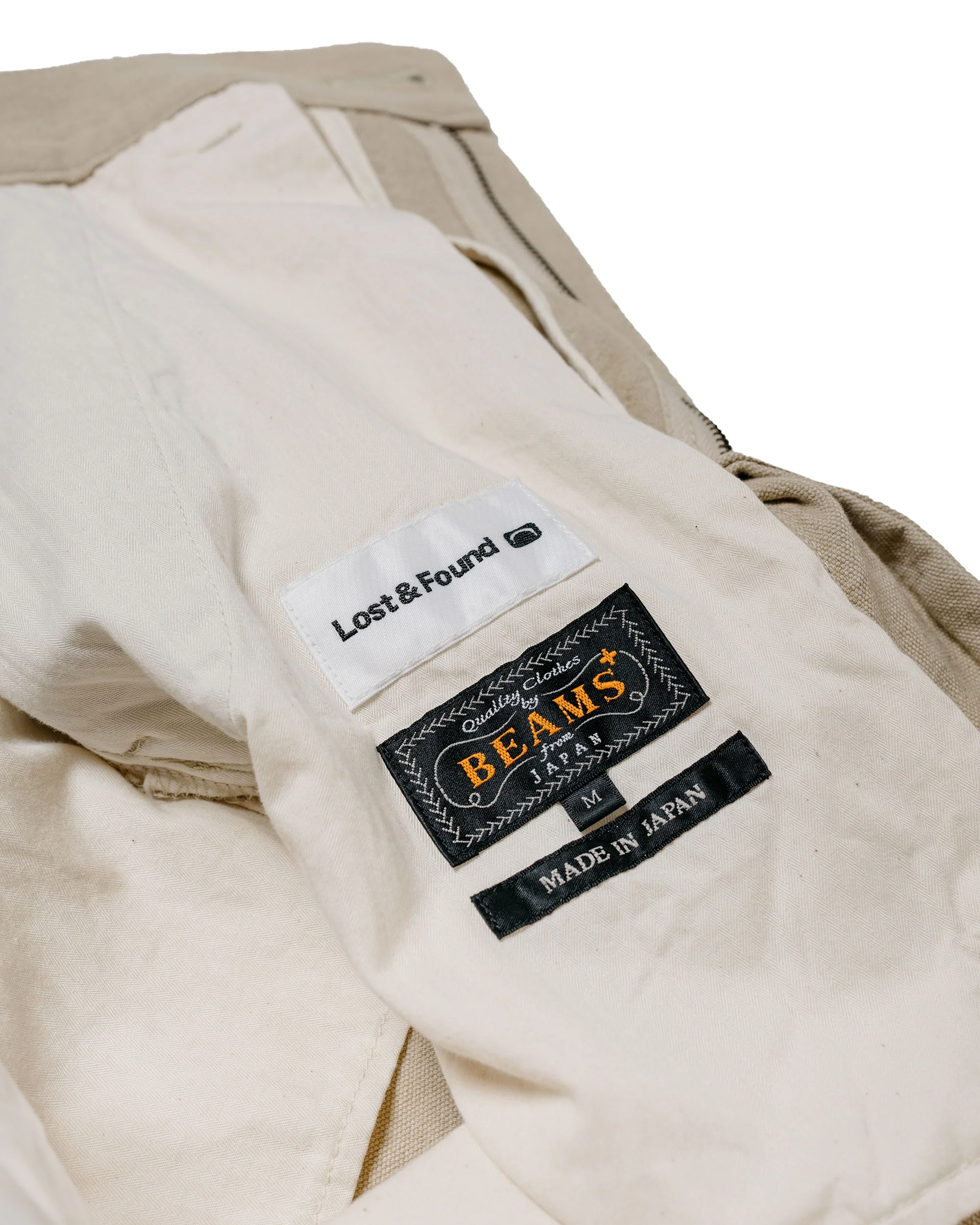 Beams Plus Lost & Found 2Pleats Trousers Cotton Linen Khaki - Image 7