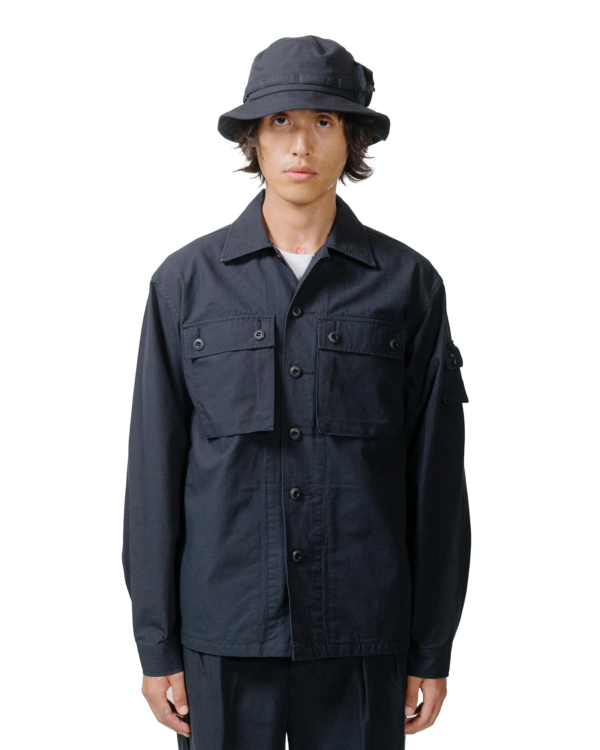 Beams Plus Lost & Found MIL SHT-JAC Cotton Ripstop Black - Image 2