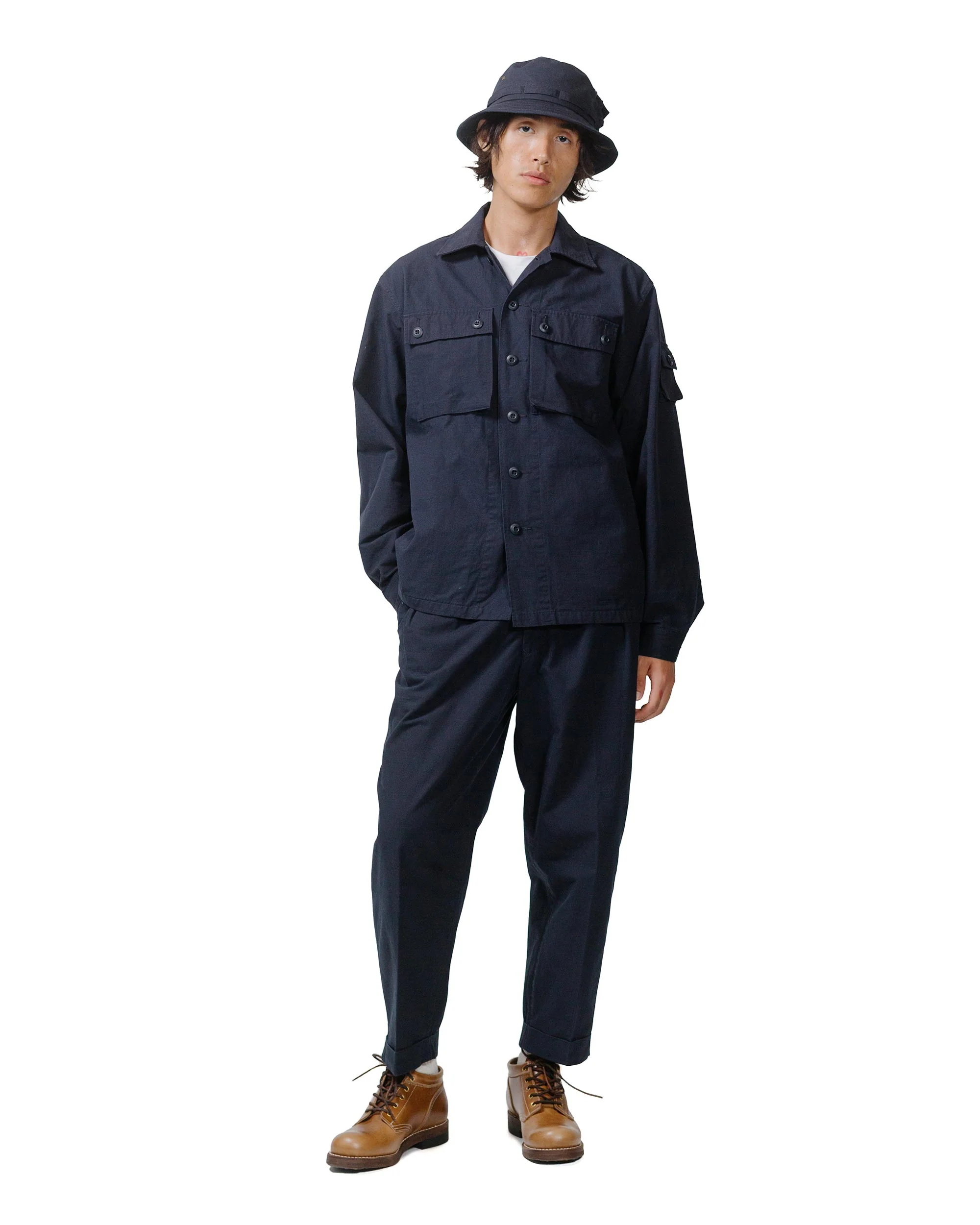 Beams Plus Lost & Found MIL SHT-JAC Cotton Ripstop Navy - Image 4