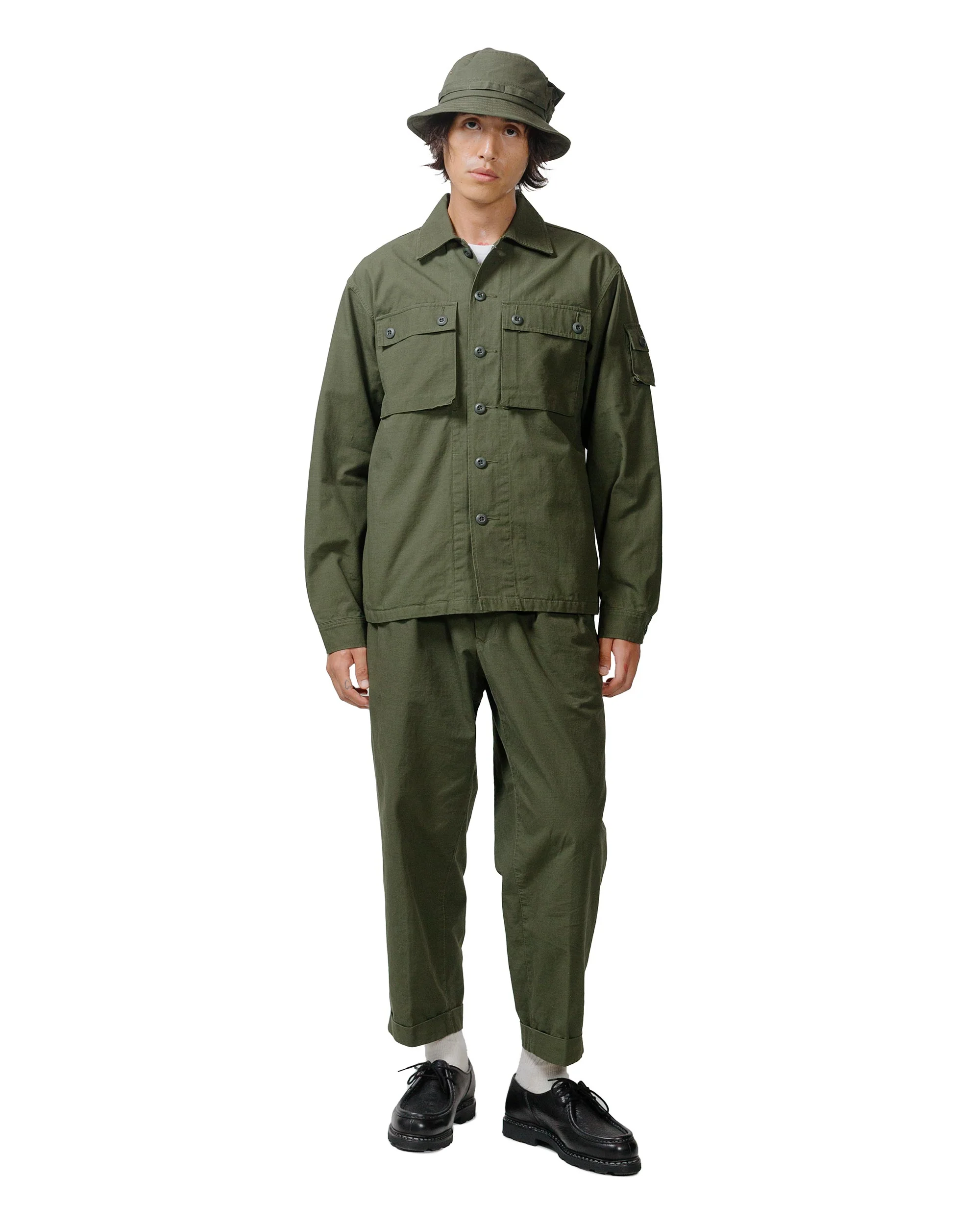 Beams Plus Lost & Found MIL SHT-JAC Cotton Ripstop Olive - Image 4