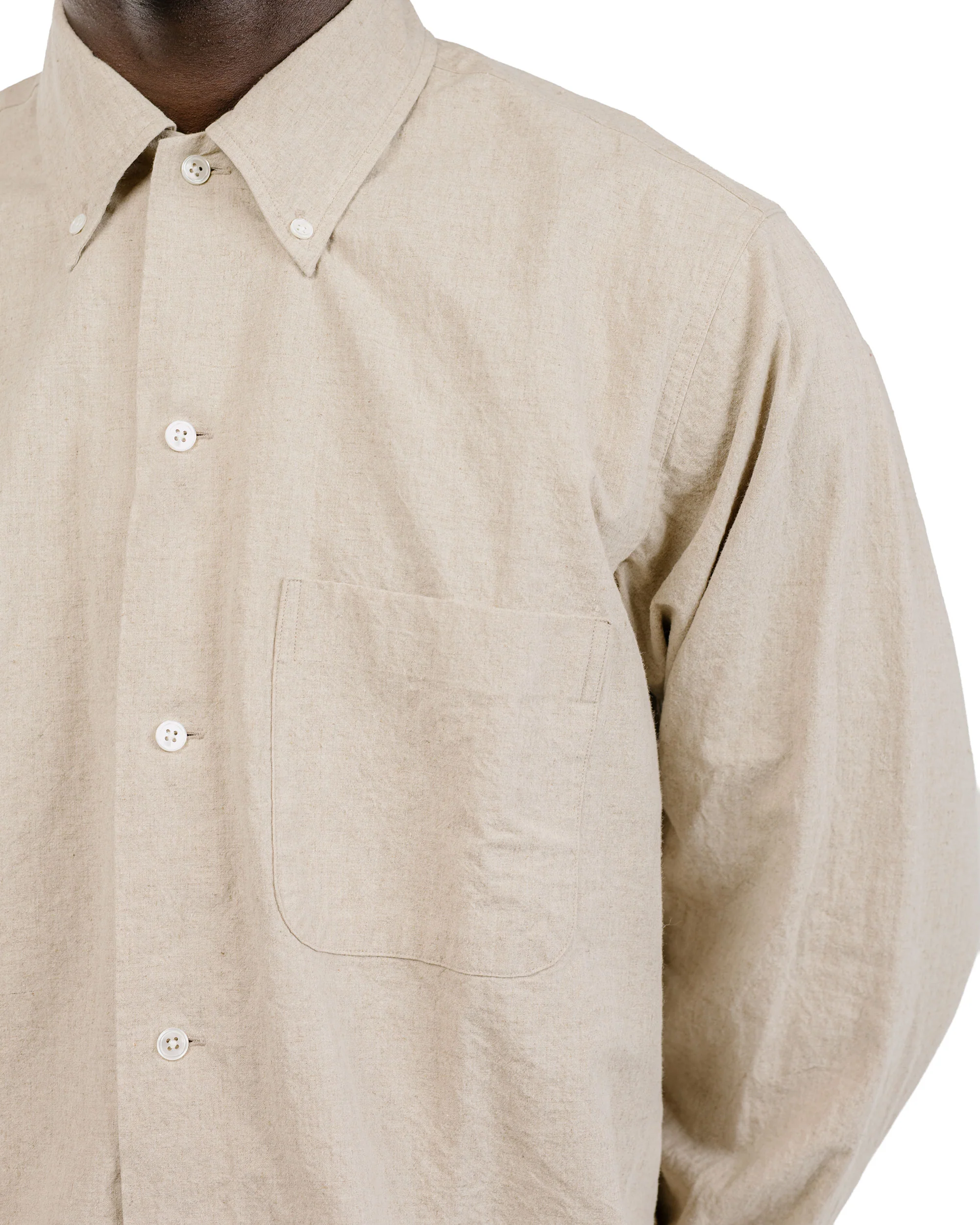 Beams Plus Lost & Found Open B.D. Linen Cotton Beige - Image 3