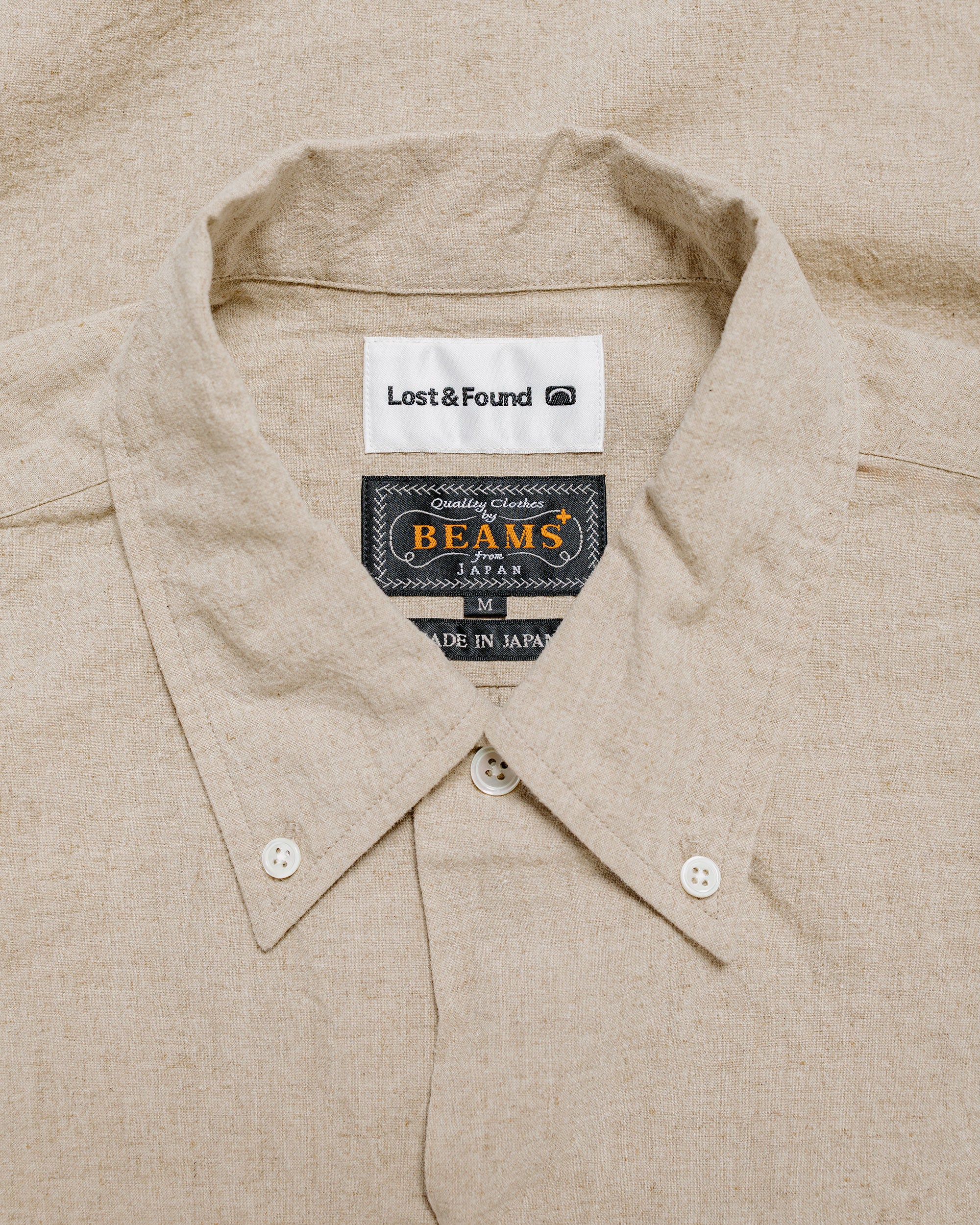 Beams Plus Lost & Found Open B.D. Linen Cotton Beige - Image 6