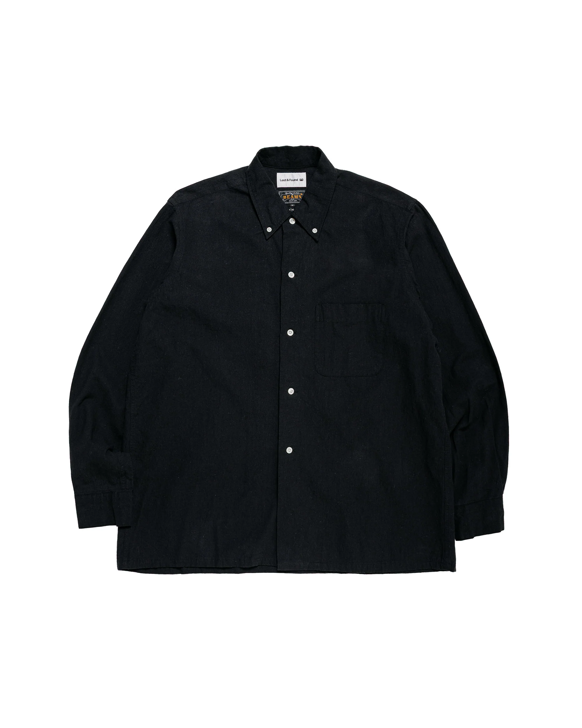 Beams Plus Lost & Found Open B.D. Linen Cotton Black