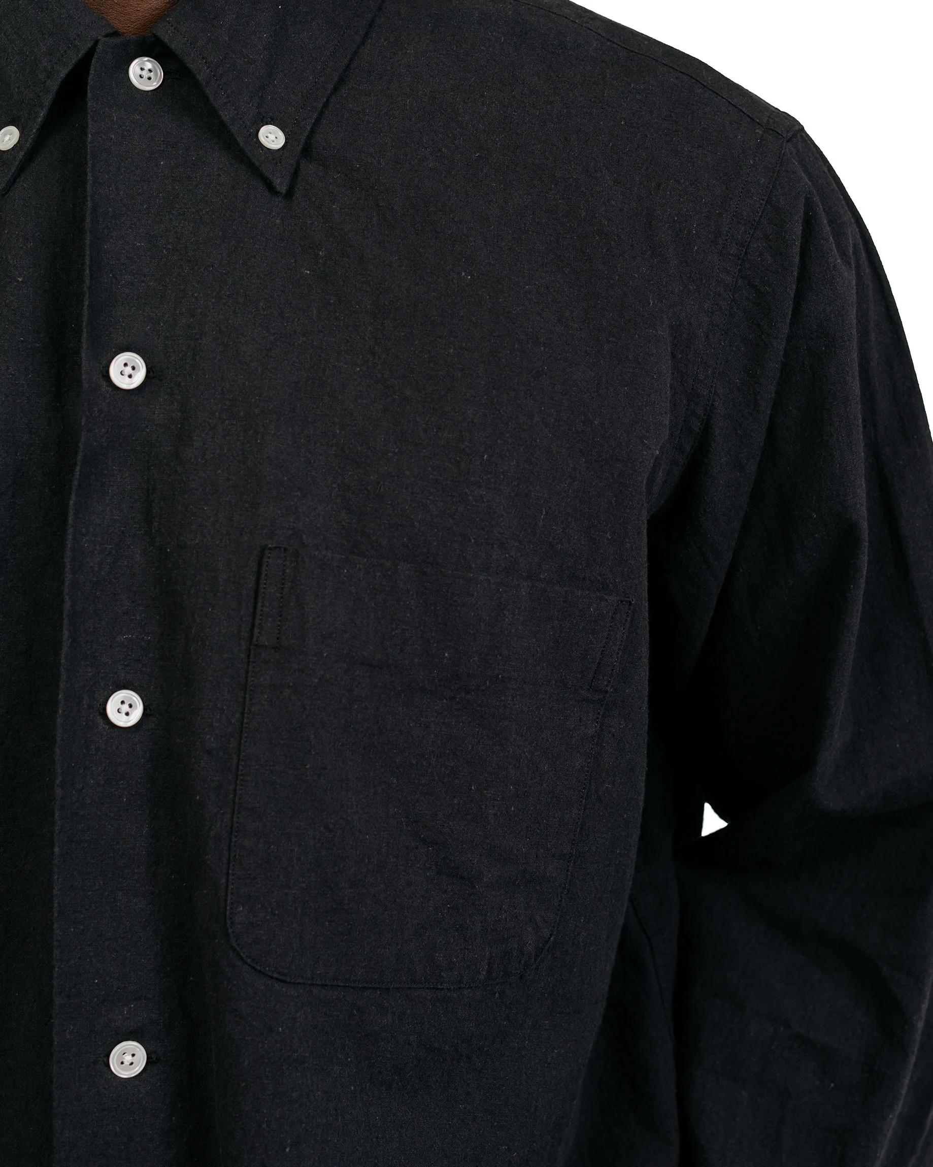 Beams Plus Lost & Found Open B.D. Linen Cotton Black - Image 3