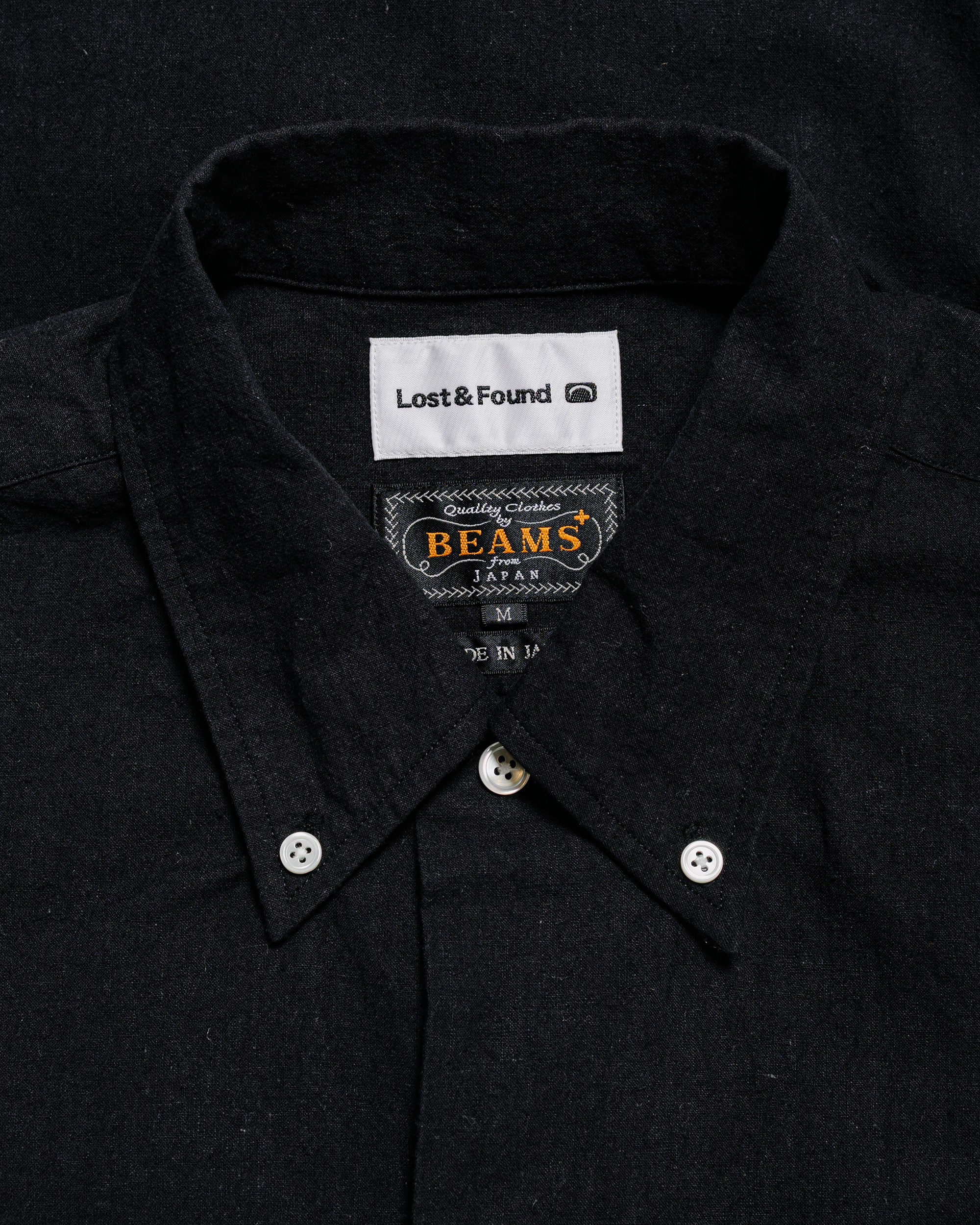 Beams Plus Lost & Found Open B.D. Linen Cotton Black - Image 6