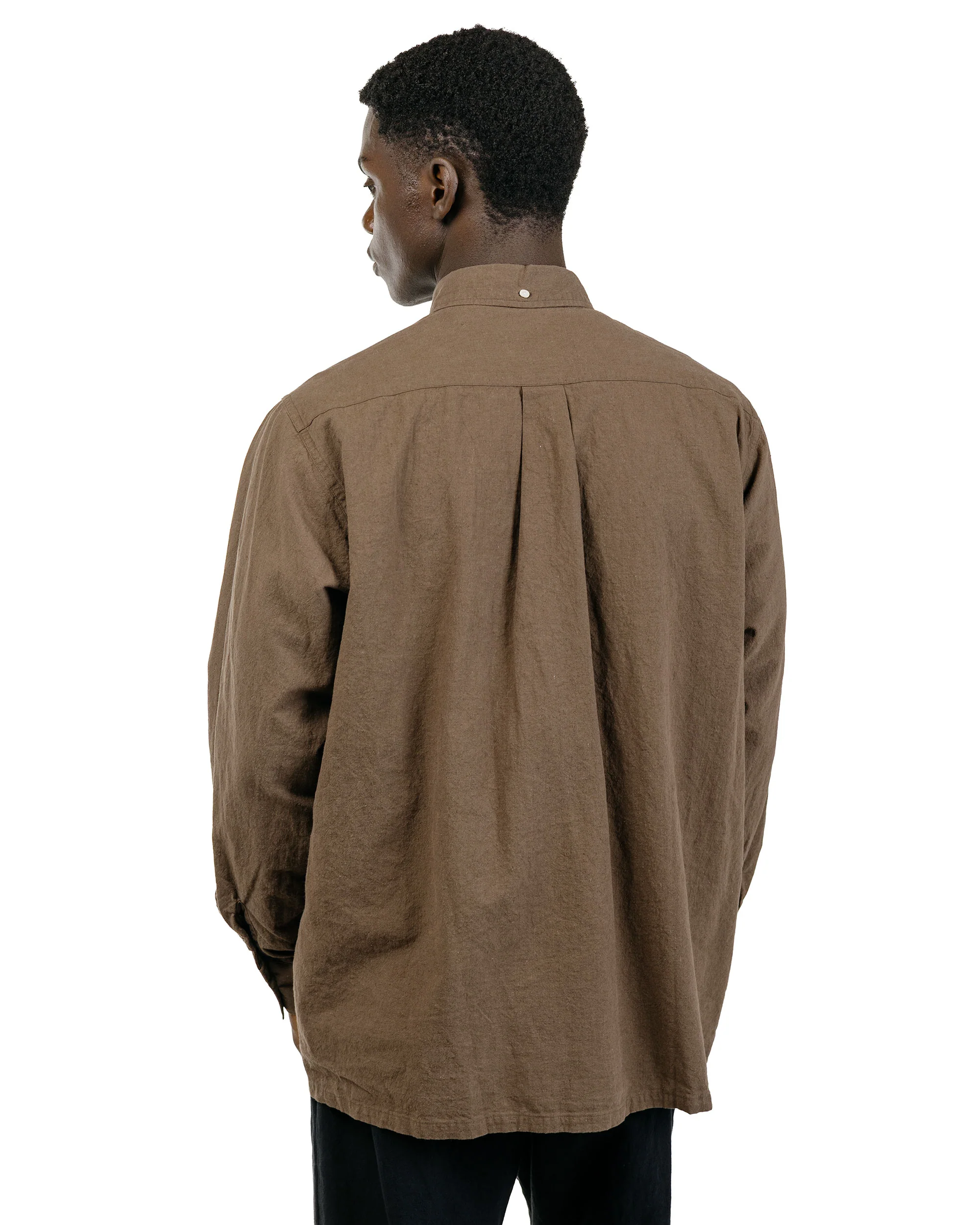 Beams Plus Lost & Found Open B.D. Linen Cotton Olive - Image 4