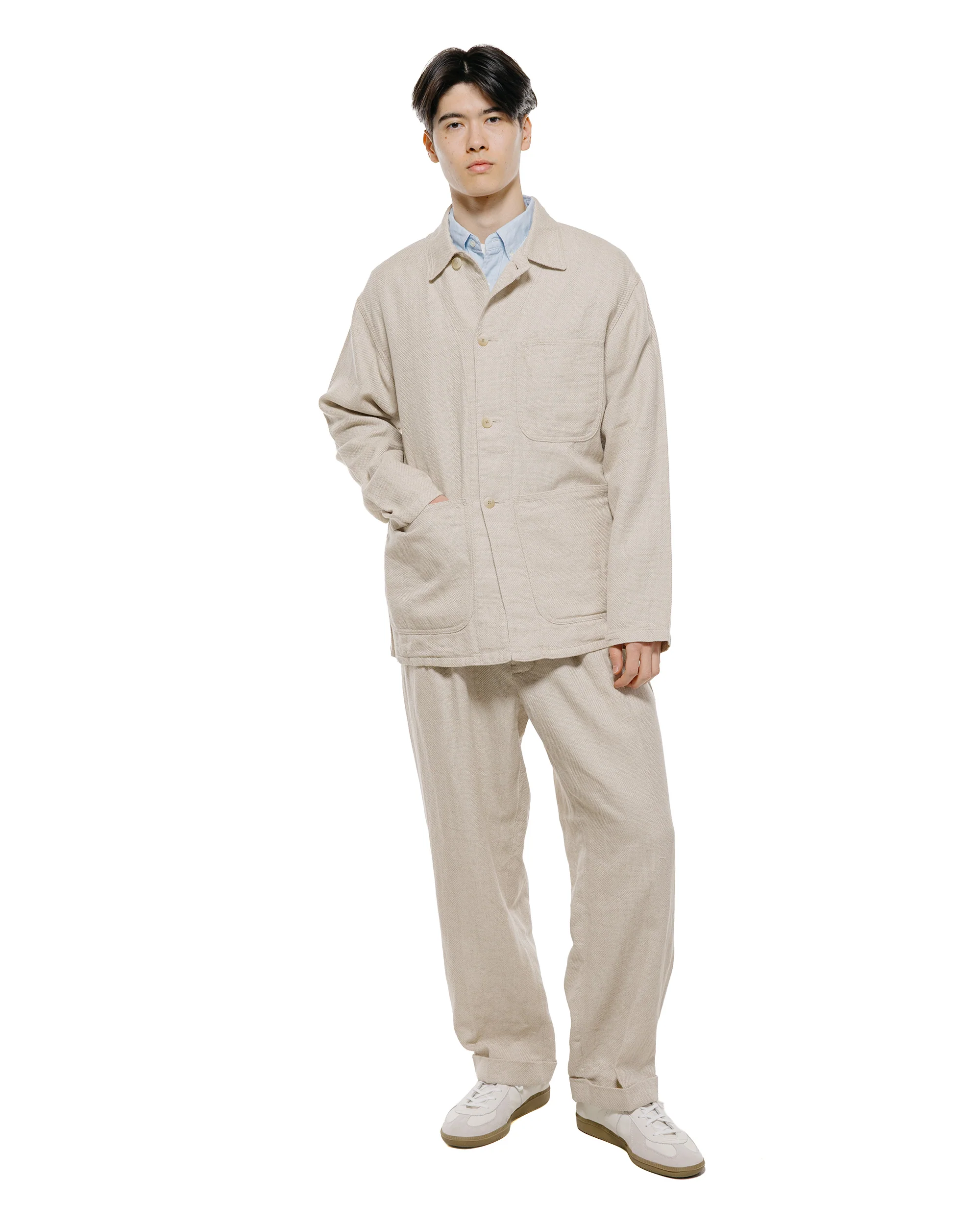 Beams Plus MIL Chore Jacket Cotton Linen Off White - Image 4