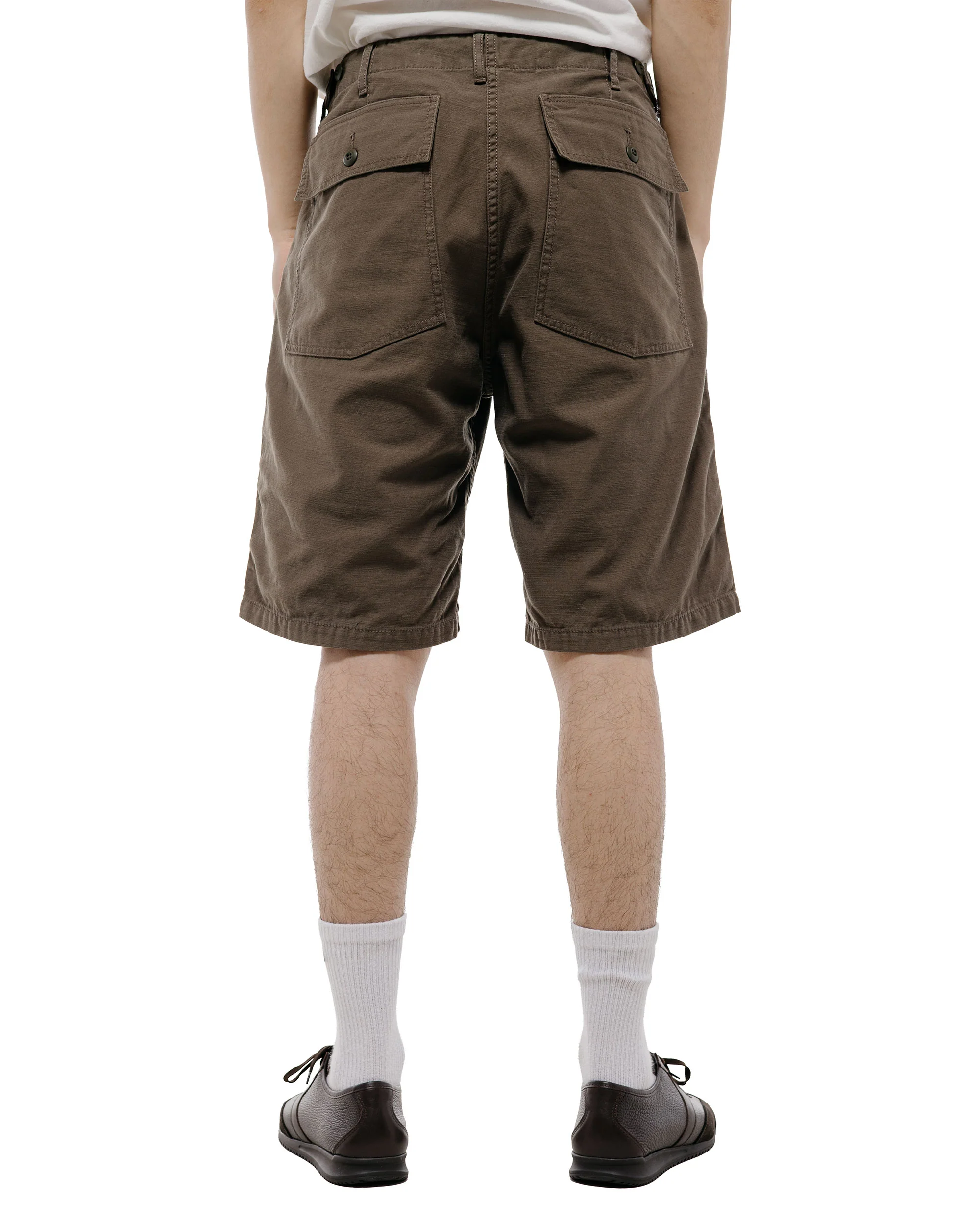 Beams Plus MIL Utility Shorts Reversed Sateen Olive Brown - Image 4