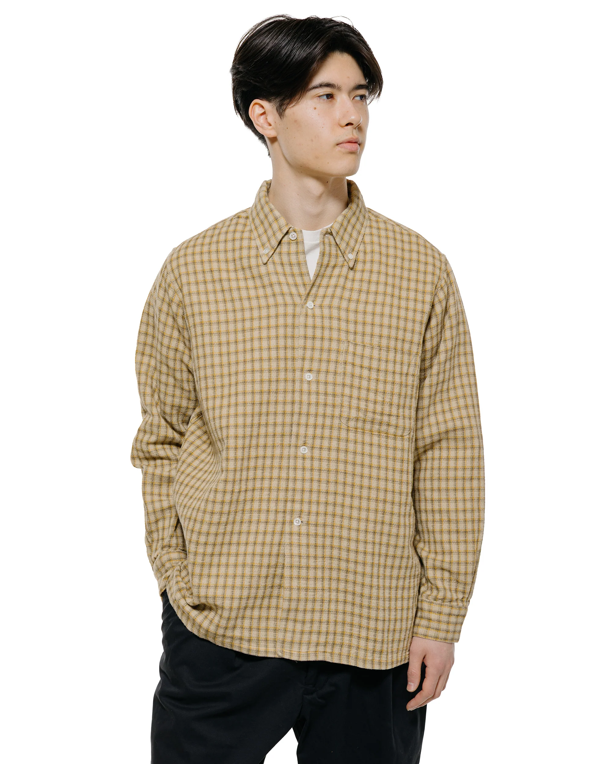 Beams Plus Open B.D. Panama Plaid Double Face Beige - Image 2