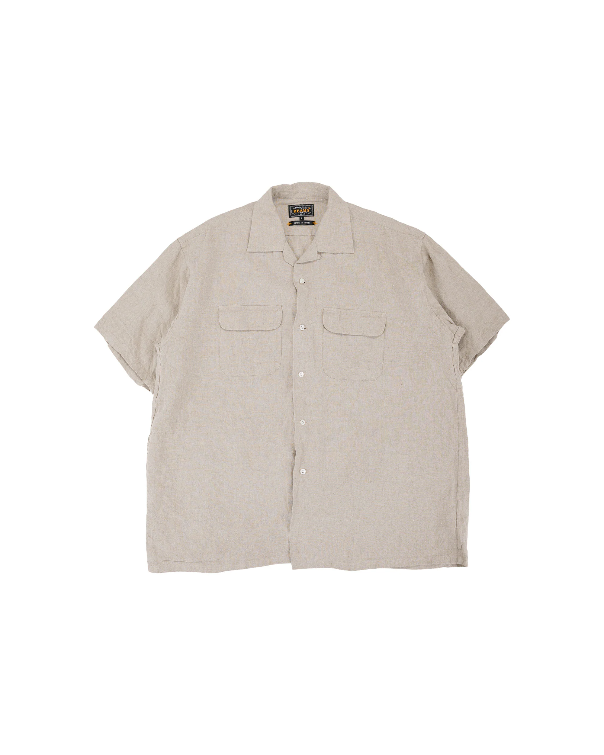 Beams Plus Open Collar 1/40 Linen Natural
