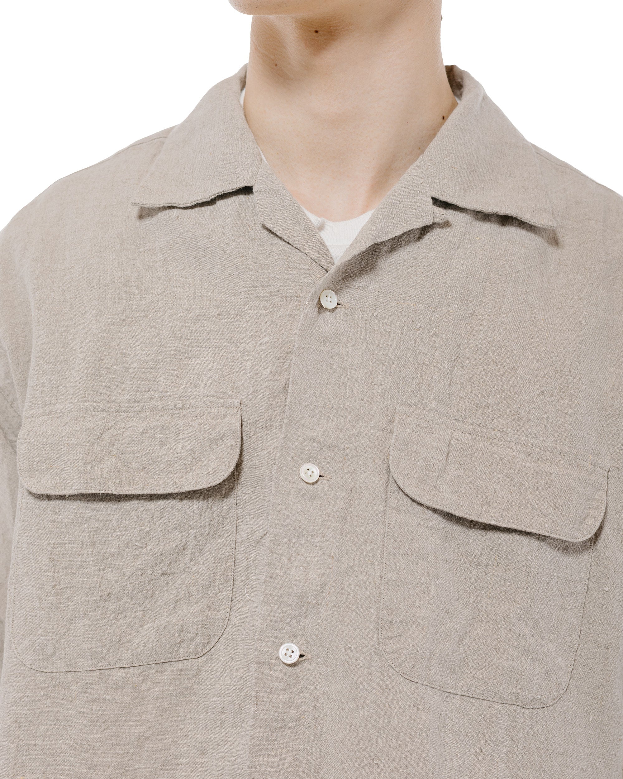 Beams Plus Open Collar 1/40 Linen Natural - Image 3
