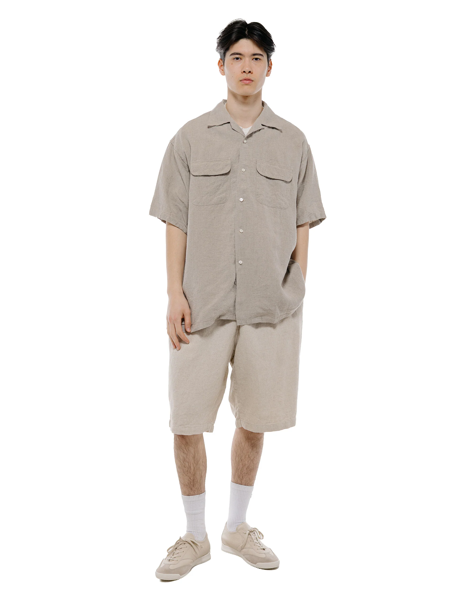 Beams Plus Open Collar 1/40 Linen Natural - Image 5