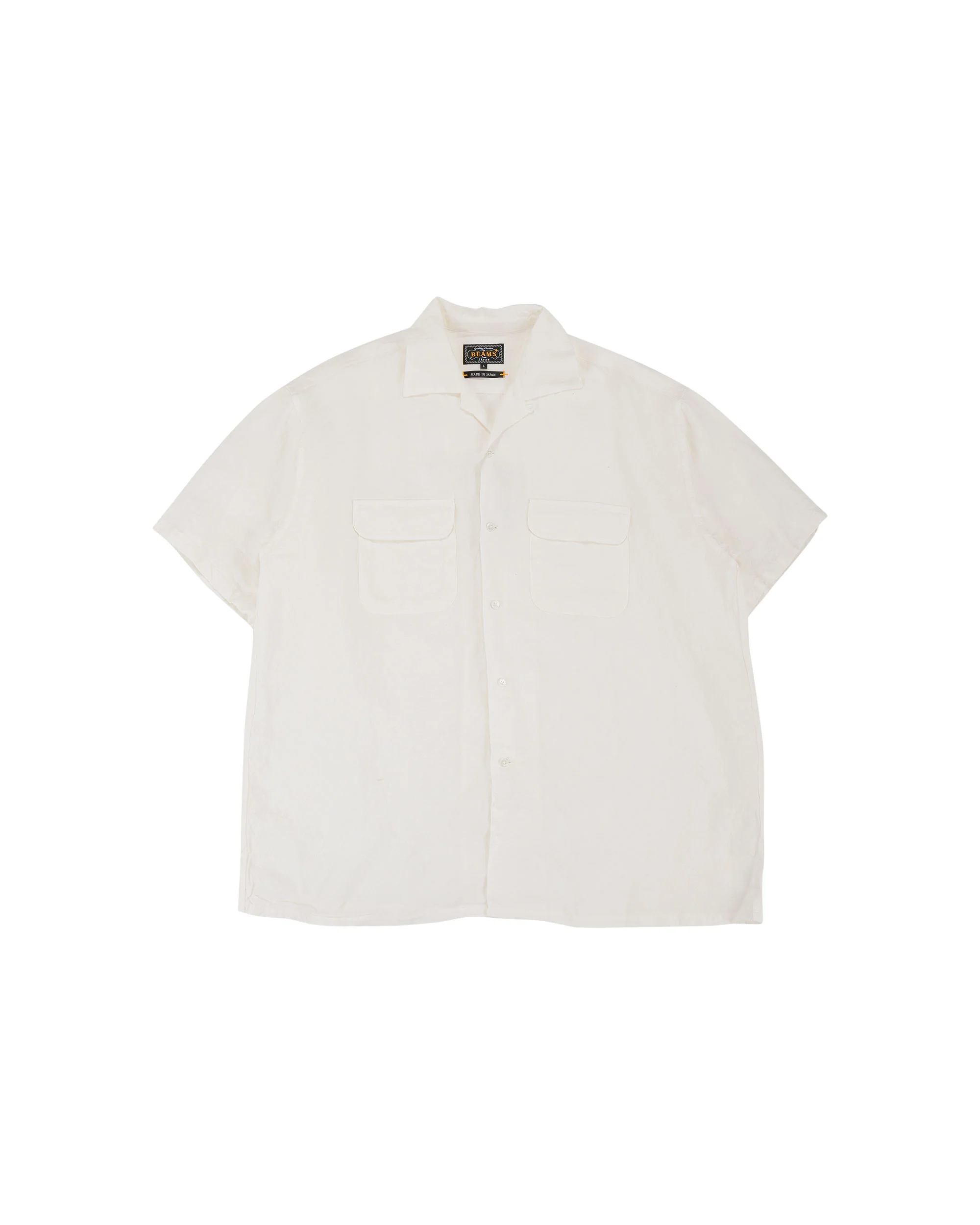 Beams Plus Open Collar 1/40 Linen White