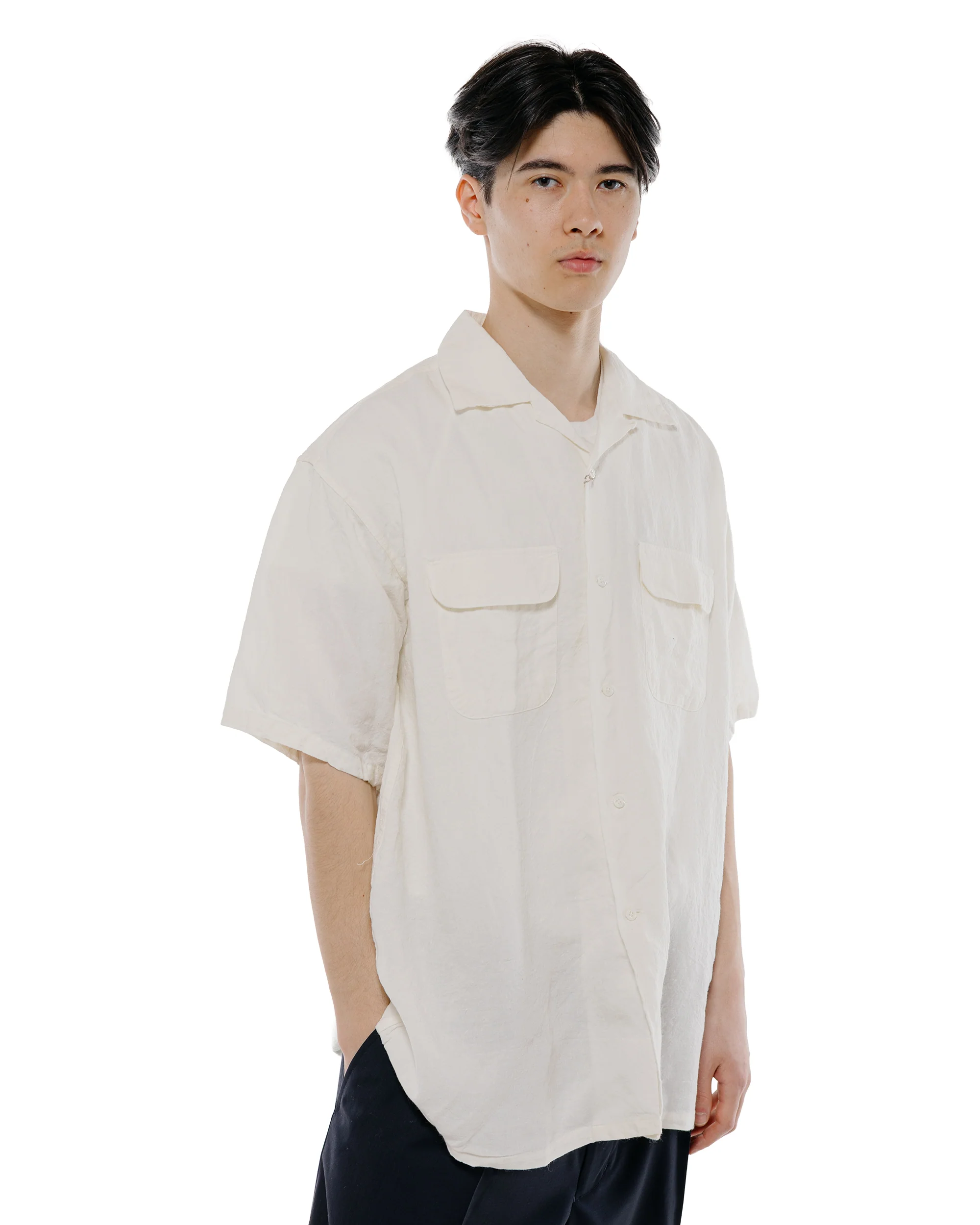 Beams Plus Open Collar 1/40 Linen White - Image 2