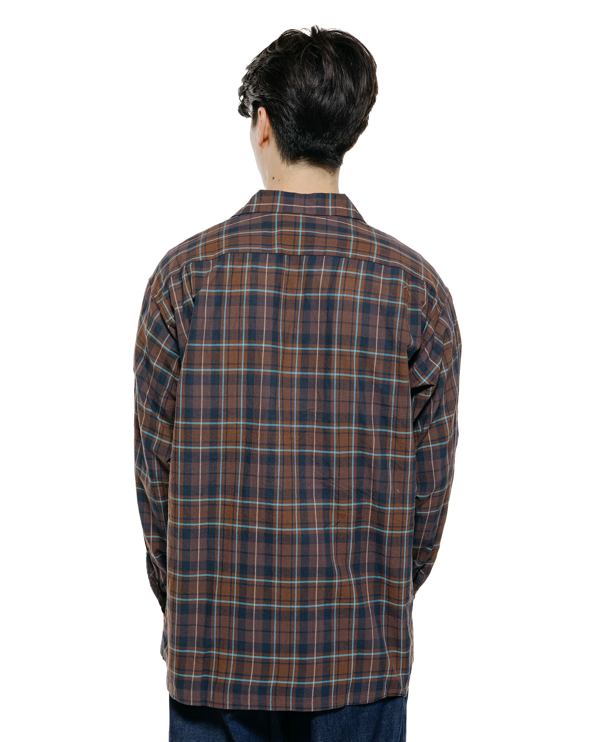 Beams Plus Open Collar Madras Brown - Image 3
