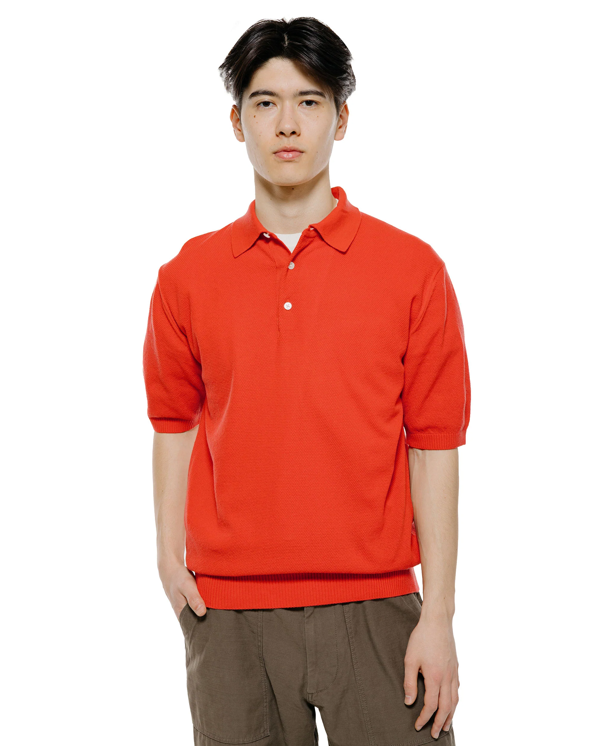 Beams Plus Pique Polo 14G Red - Image 2
