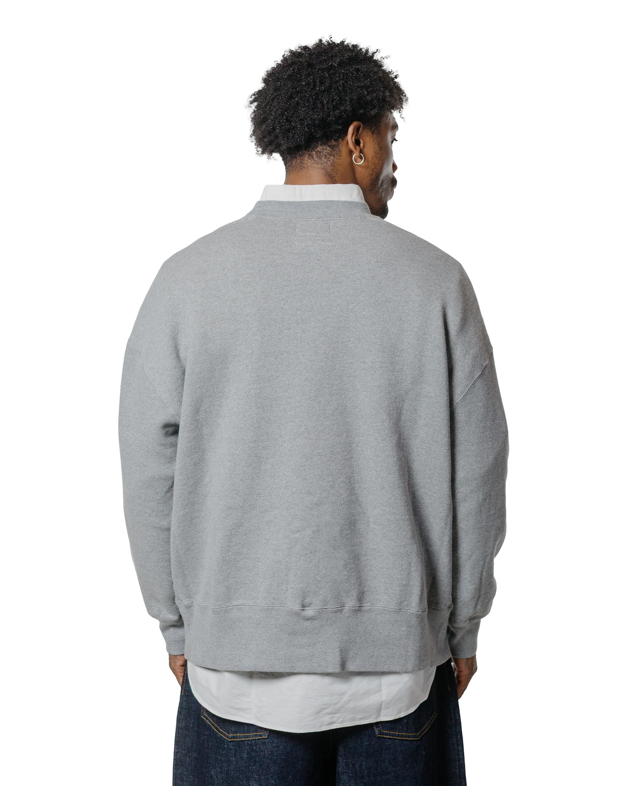 Beams Plus Studio Nicholson Holly Jersey Crewneck Sweat Grey Marl - Image 3