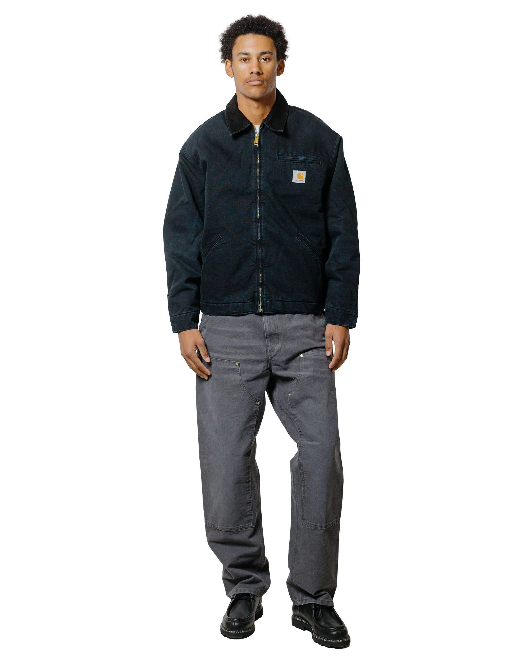 Carhartt W.I.P. Double Knee Pant Graphite Stone Canvas - Image 4