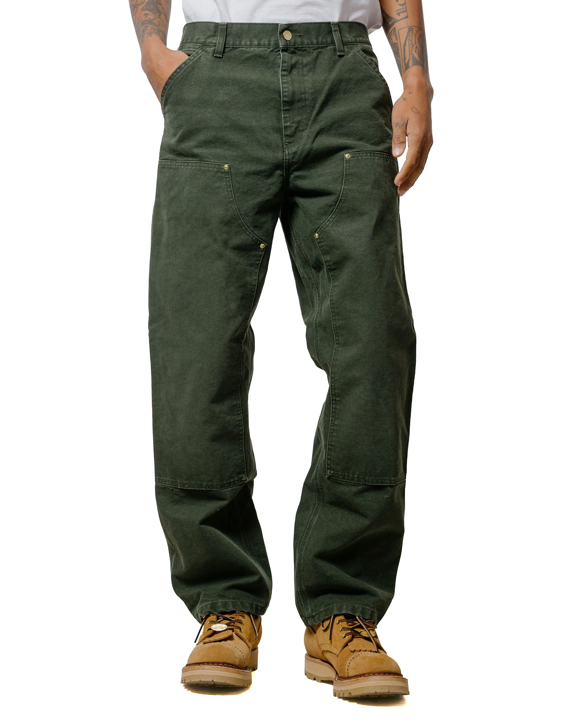 Carhartt W.I.P. Double Knee Pant Olive Stone Canvas - Image 2