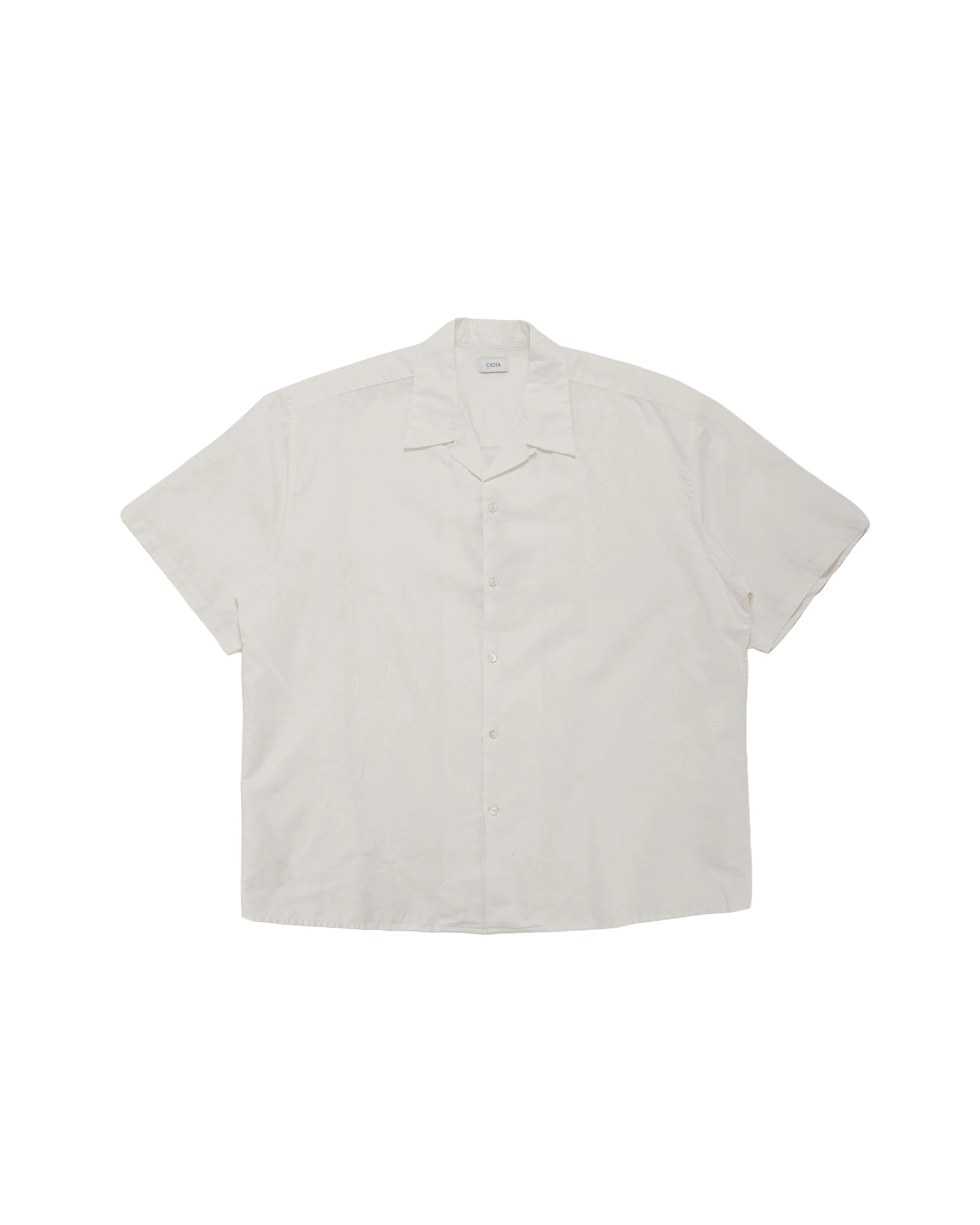 CIOTA Open Collar Short Sleeve Shirt Cotton/Linen Off White