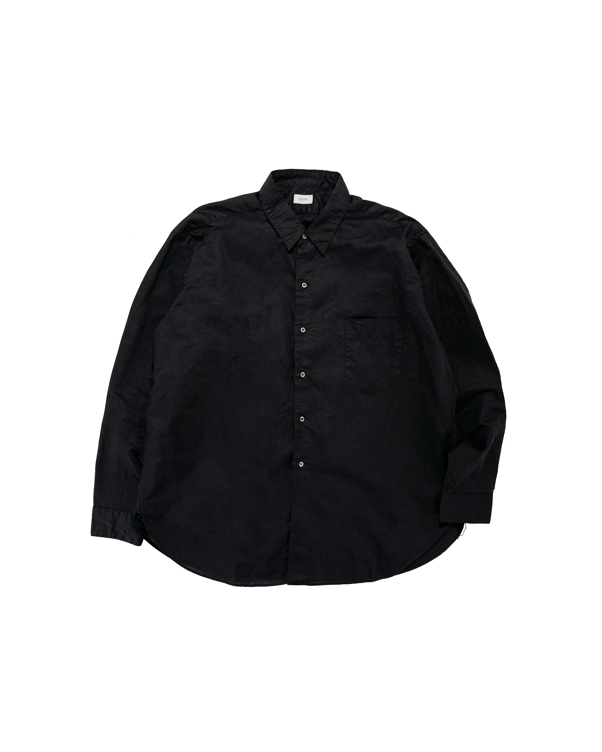 CIOTA Regular Collar Shirt Cotton/Linen Black